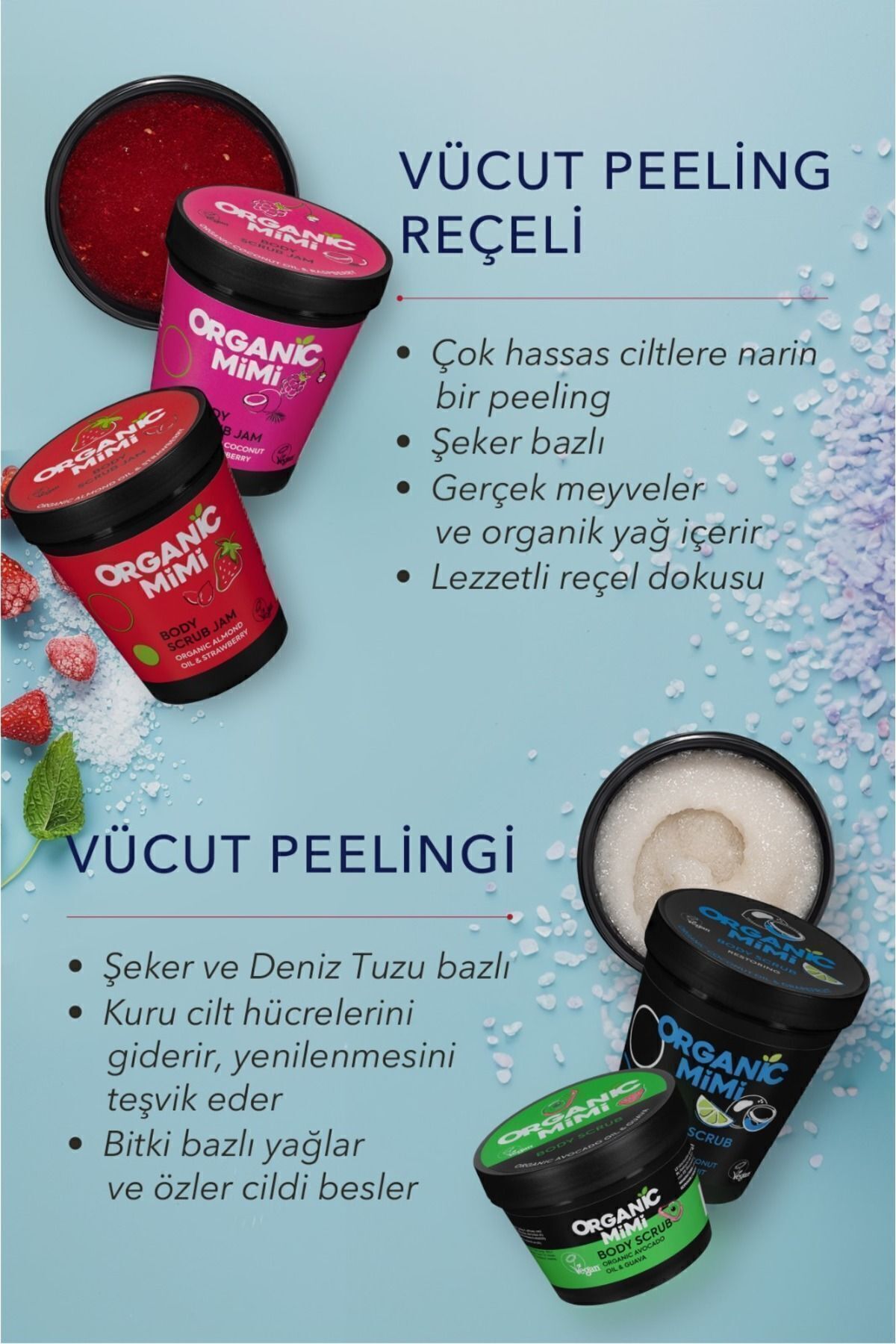 Nemlendirici Vücut Peelingi Hassas Ciltler %98 Doğal, Hindistan Cevizi Ahududu, 250 G Body Scrub