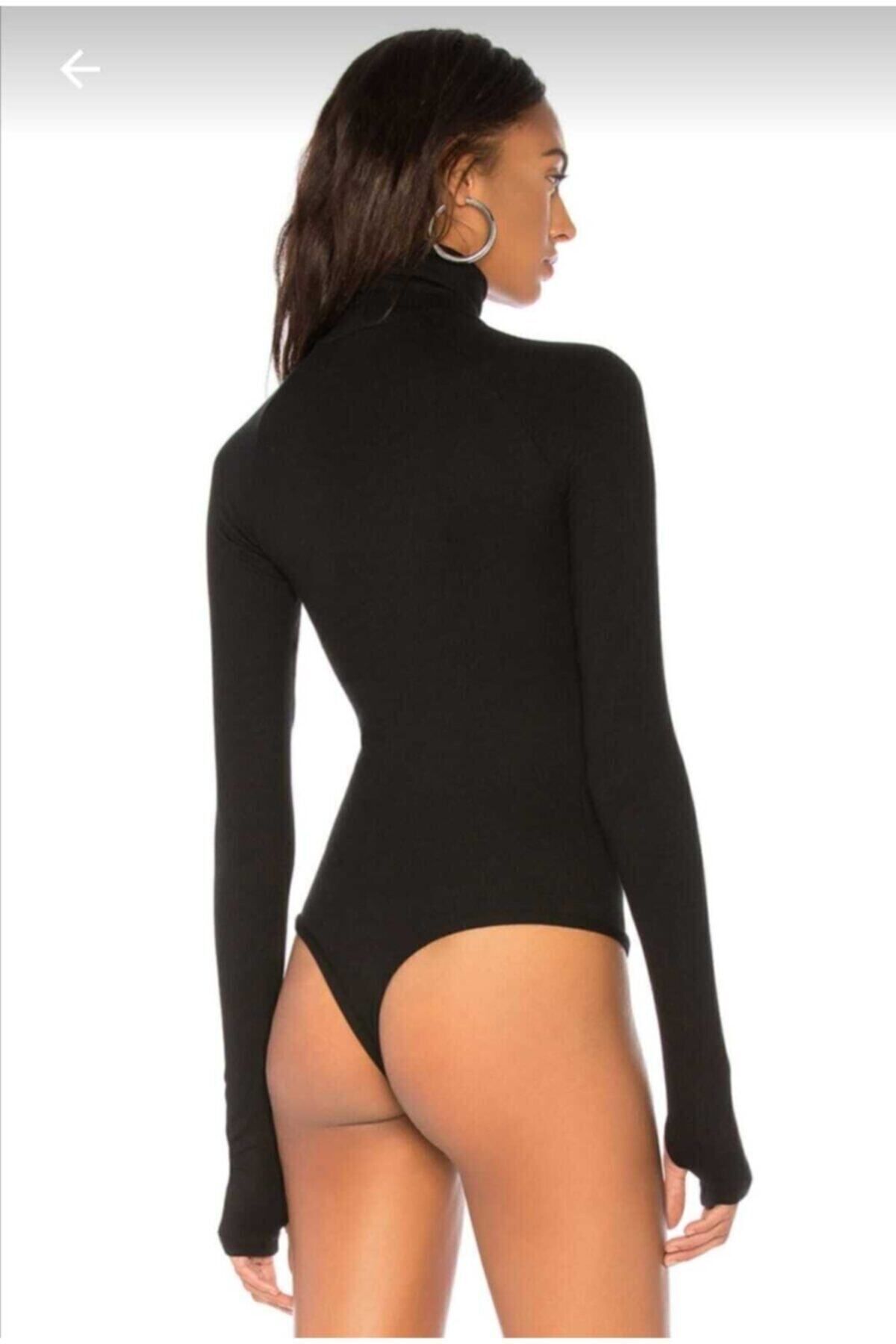 Kadın Parmak Geçmeli Milano Balıkçı Yaka Ipek Jarse Bodysuit