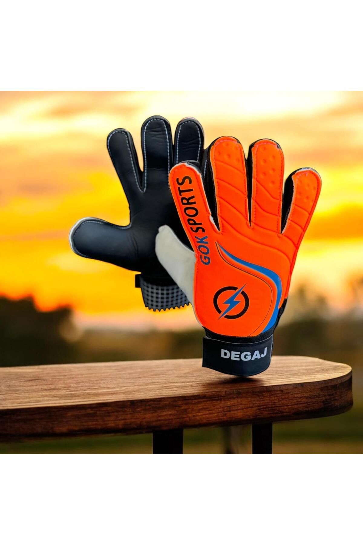 DEGAJ Çocuk Kapıcı Kaleci Eldiveni Junior Kidz Goalkeeper Gloves Bilek Bandajlı Lateks Eldiven 5-6-7