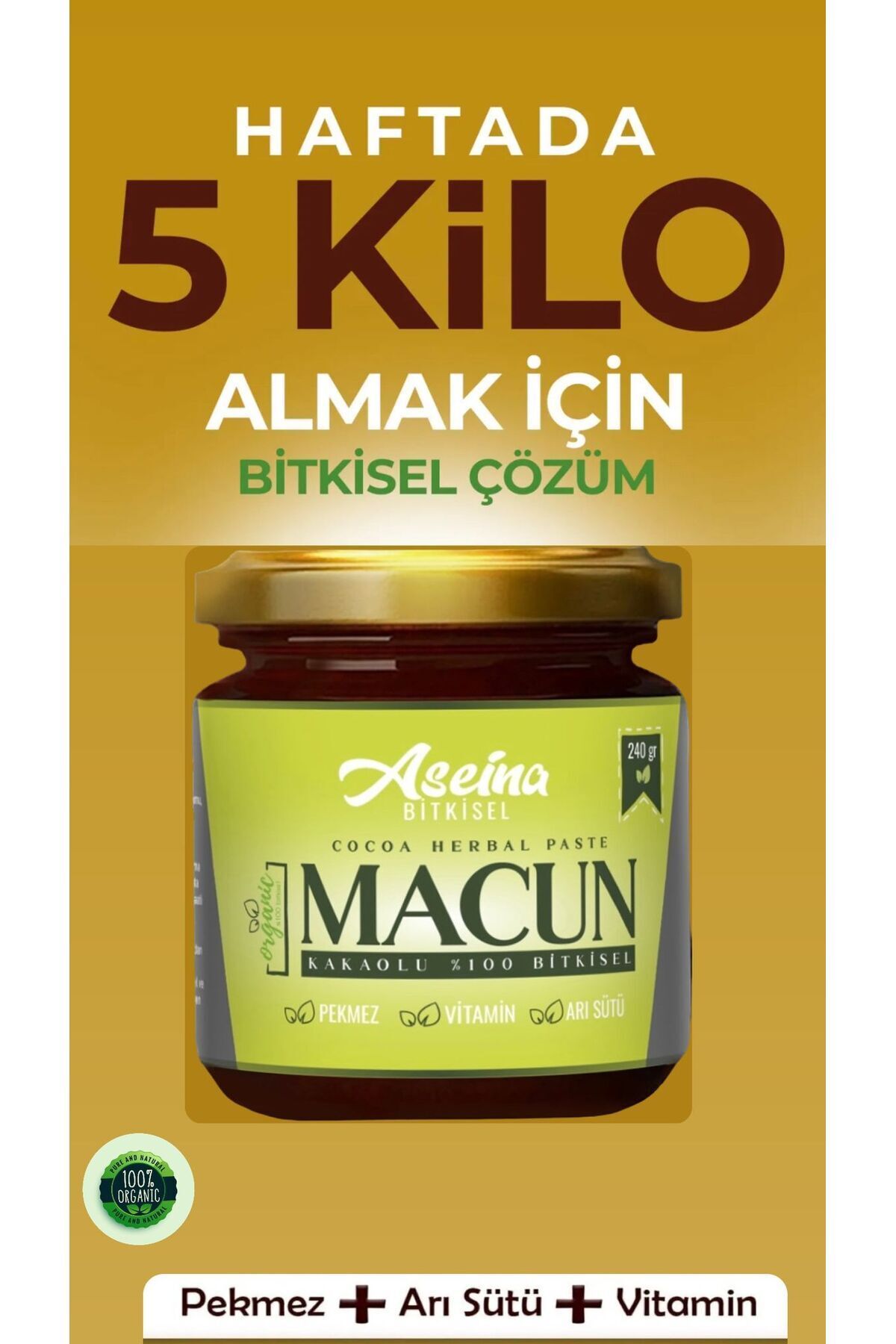 Kilo-aldırıcı- Iştah Açıcı Kakaolu,pekmez,arı Sütü Bal Ve Vitaminli Kilo Alma Macun