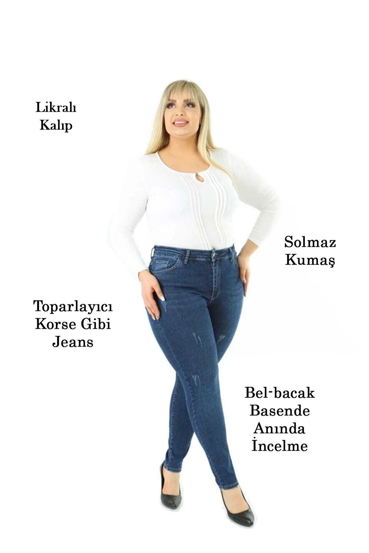 CEDY DENIM Kadın LacivertBüyük Beden Skinny F...