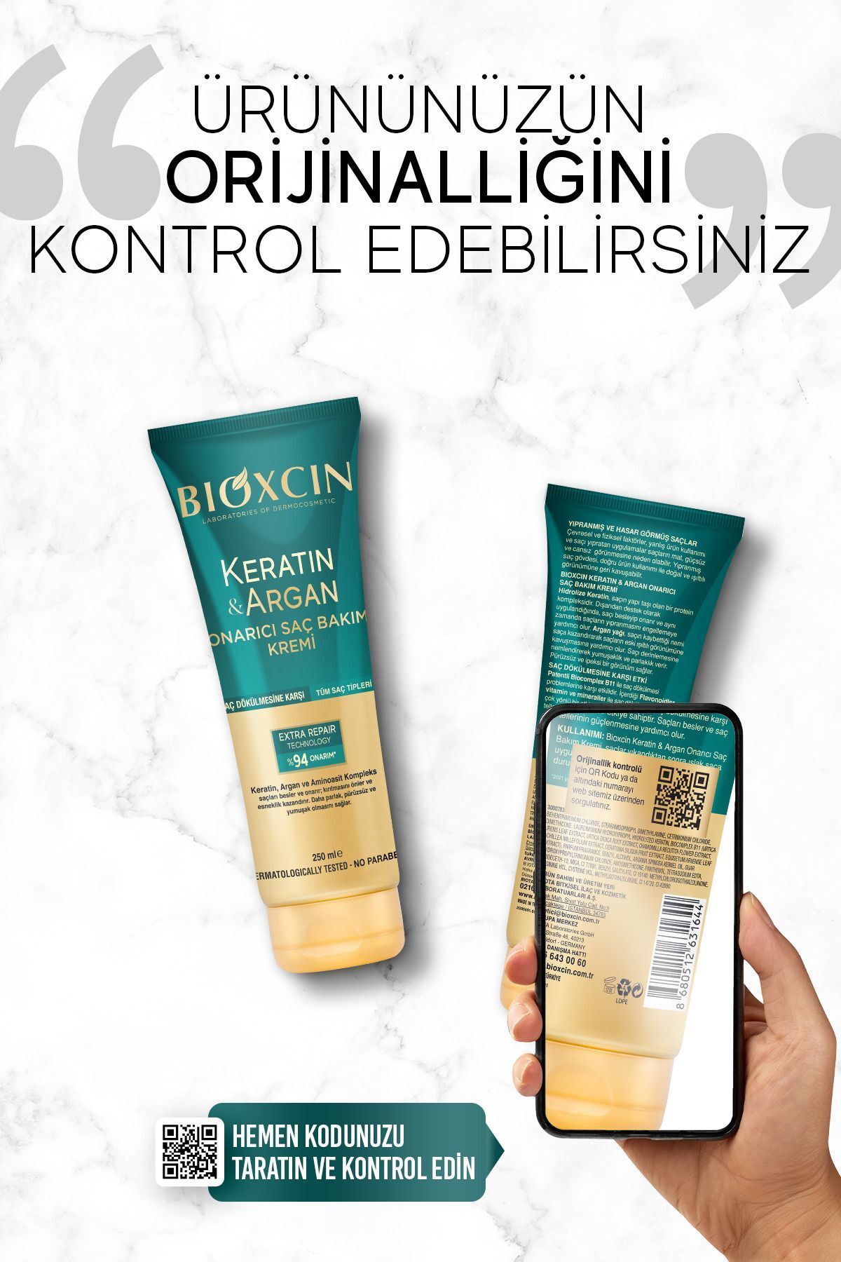 Keratin & Argan Onarıcı Saç Bakım Kremi 250 ml  - Yıpranmış Ve Hassas Saçlar