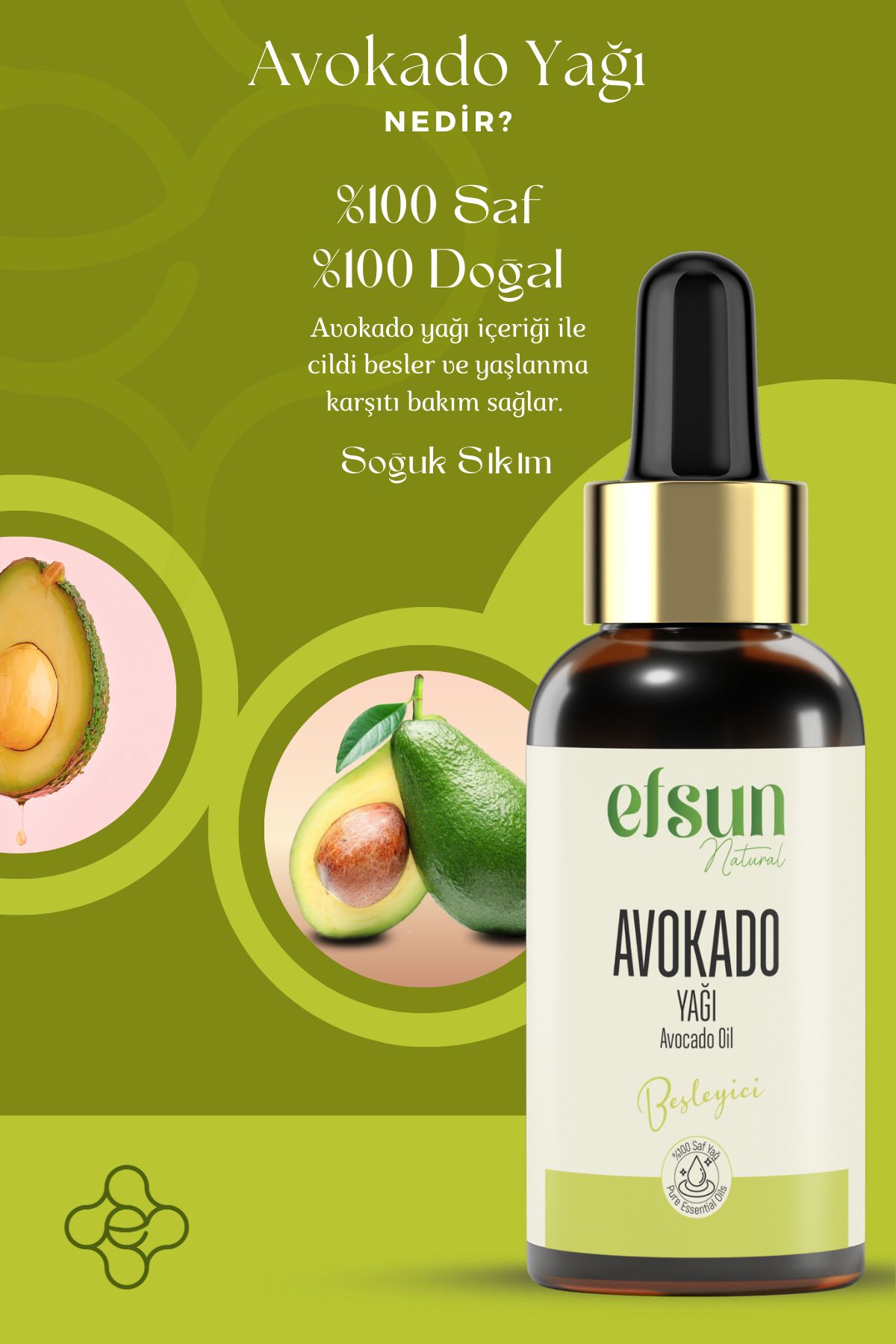 Avokado Yağı %100 Saf ve Doğal Soğuk Sıkım 30 ml