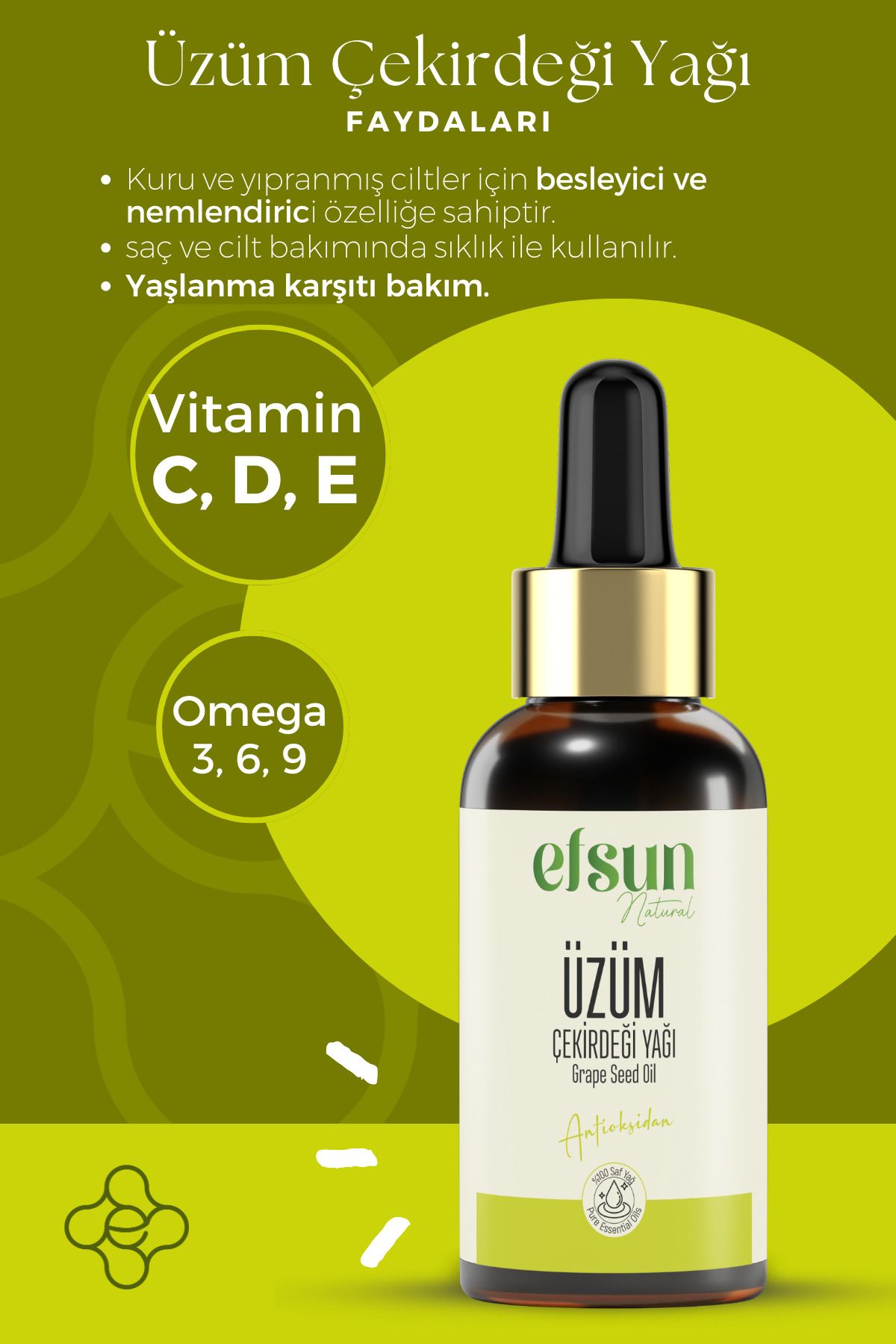 Üzüm Çekirdeği Yağı %100 Saf ve Doğal Soğuk Sıkım 30 ml