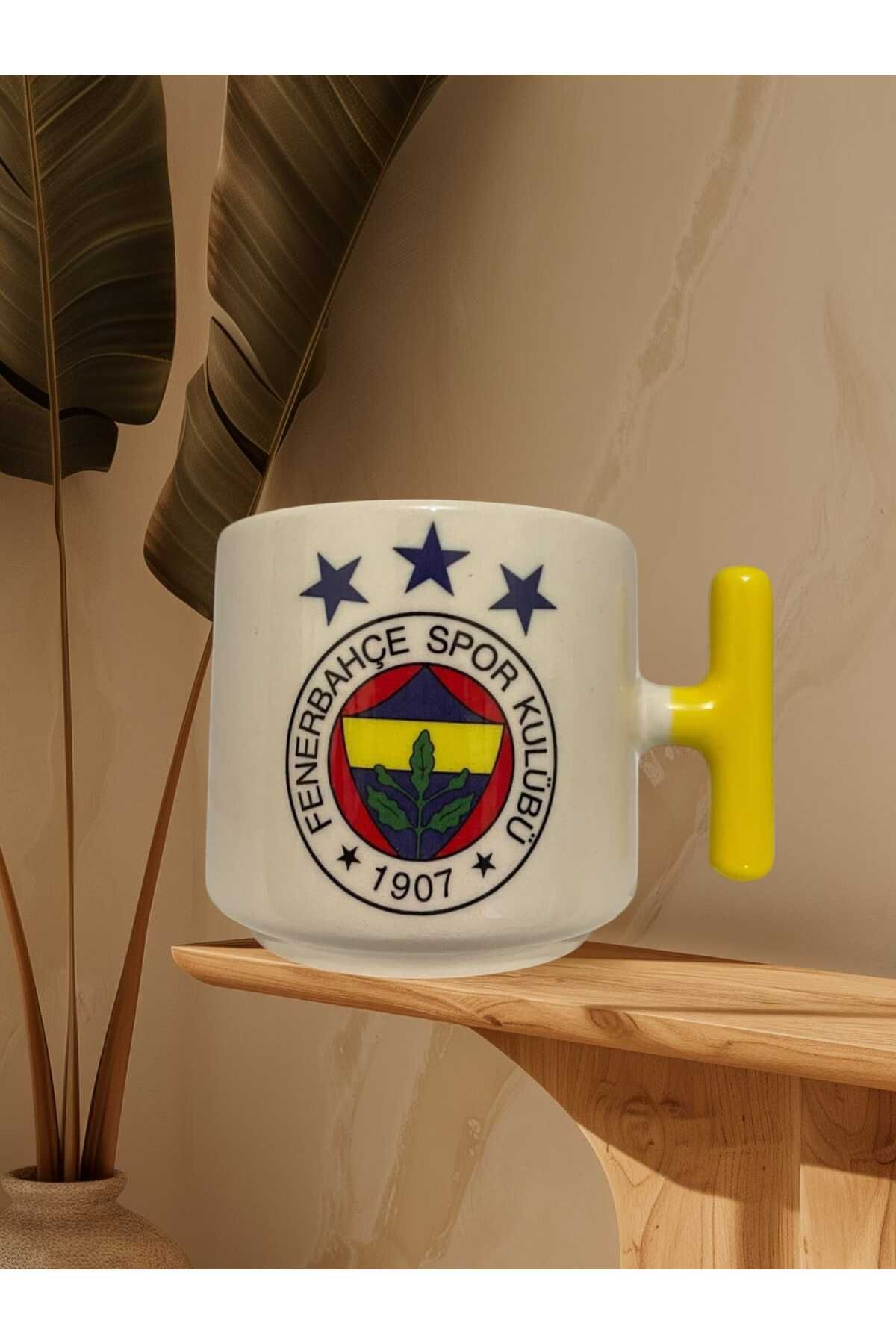 "Fenerbahçe" Baskılı Çift Taraf Yazılı Kupa Bardak (Sarı Kulp)