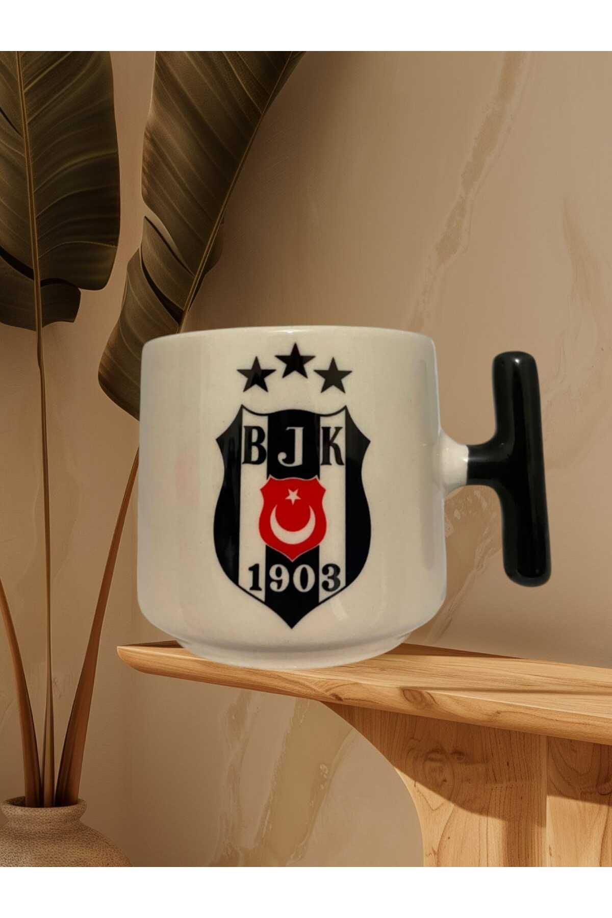 "beşiktaş"baskılı Çift Taraf Yazılı Kupa Bardak (SİYAH KULP)