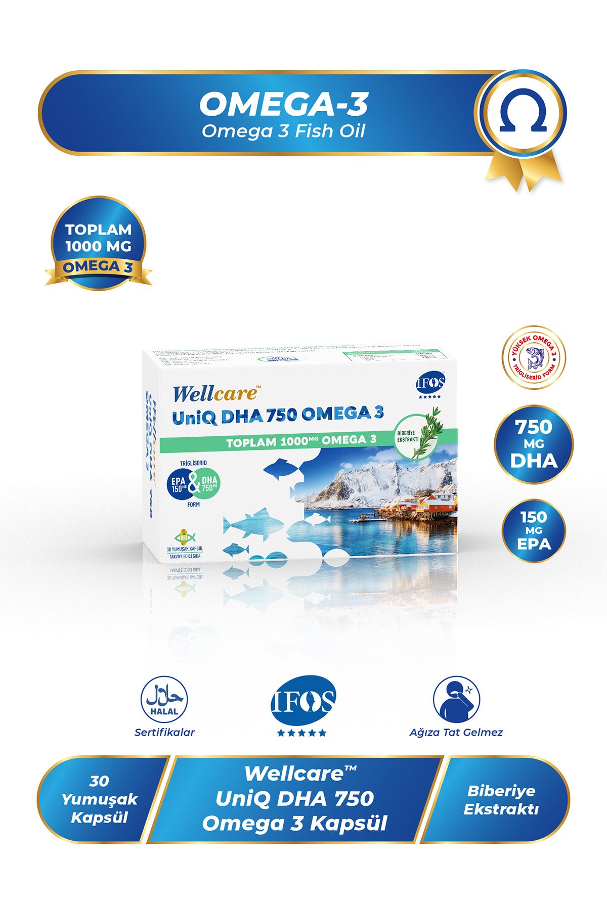 WellcareUniq Dha 750 Omega 3Balık Yağı 30 Kap...