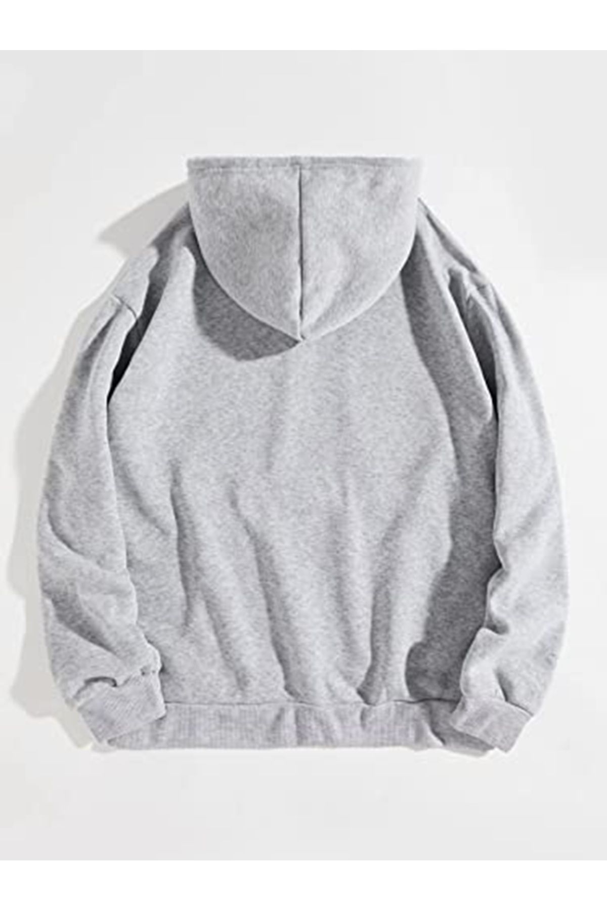 Gramix Baskılı Oversize Kapüşonlu Gri Sweatshirt