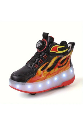 Unisex Skateboard Ayakkabı Şarj Edilebilir Led Işıklı kapanabilir tekerlek Image 0