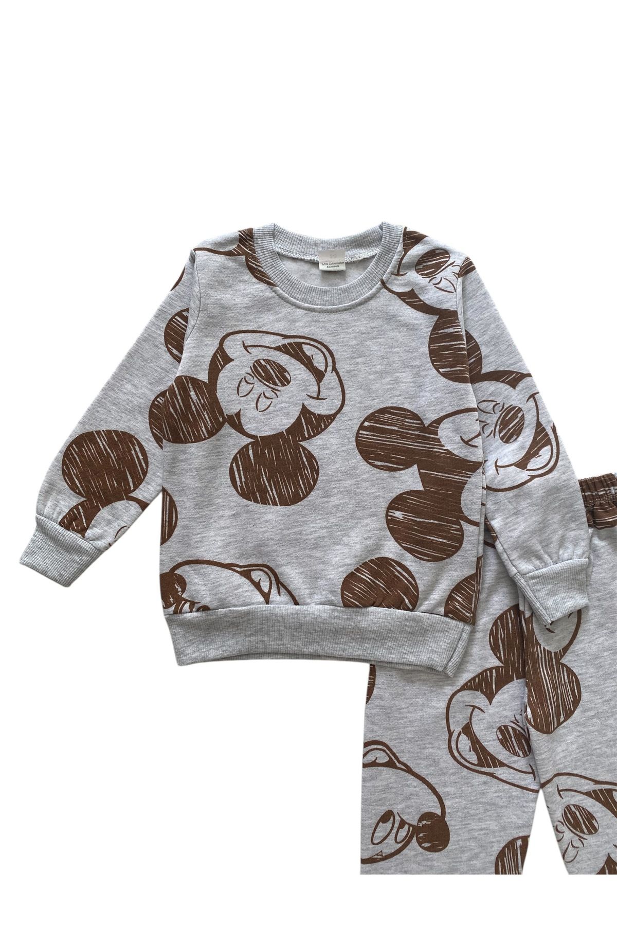 Erkek Çocuk Pamuklu Şardonlu Mickey Mouse Desenli Pijama Takımı