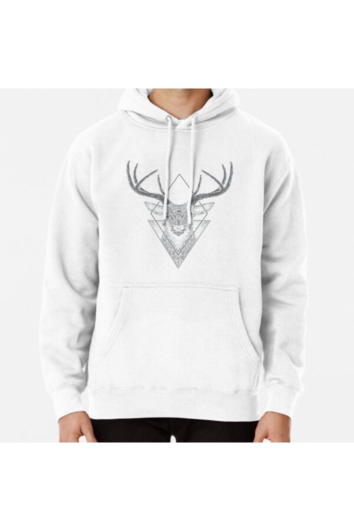 Hvit Stein Dark Deer BaskılıSweatshirt