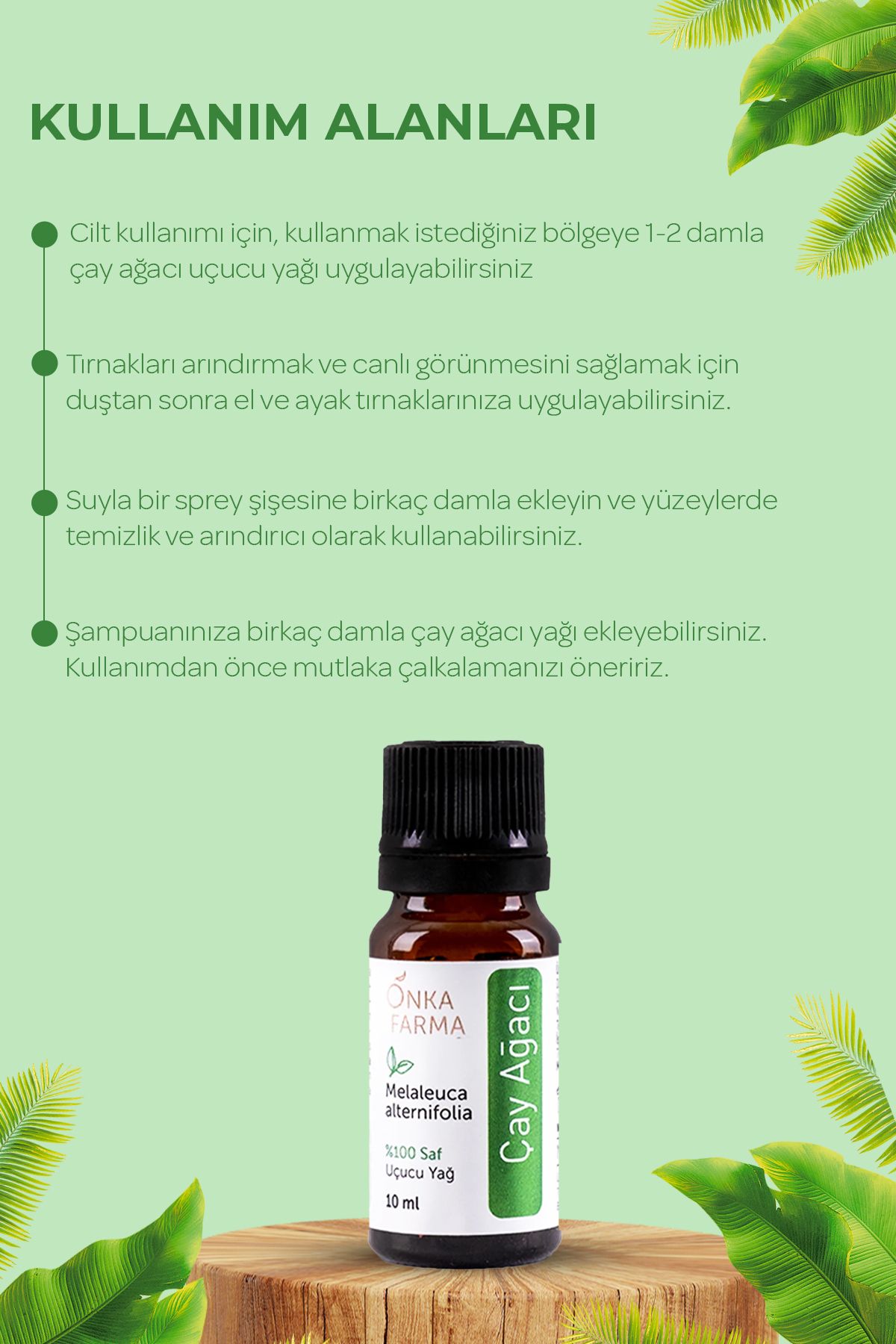 Onka Farma Çay Ağacı Yağı - %100 Saf Çay Ağacı Uçucu Yağı - 10 ml