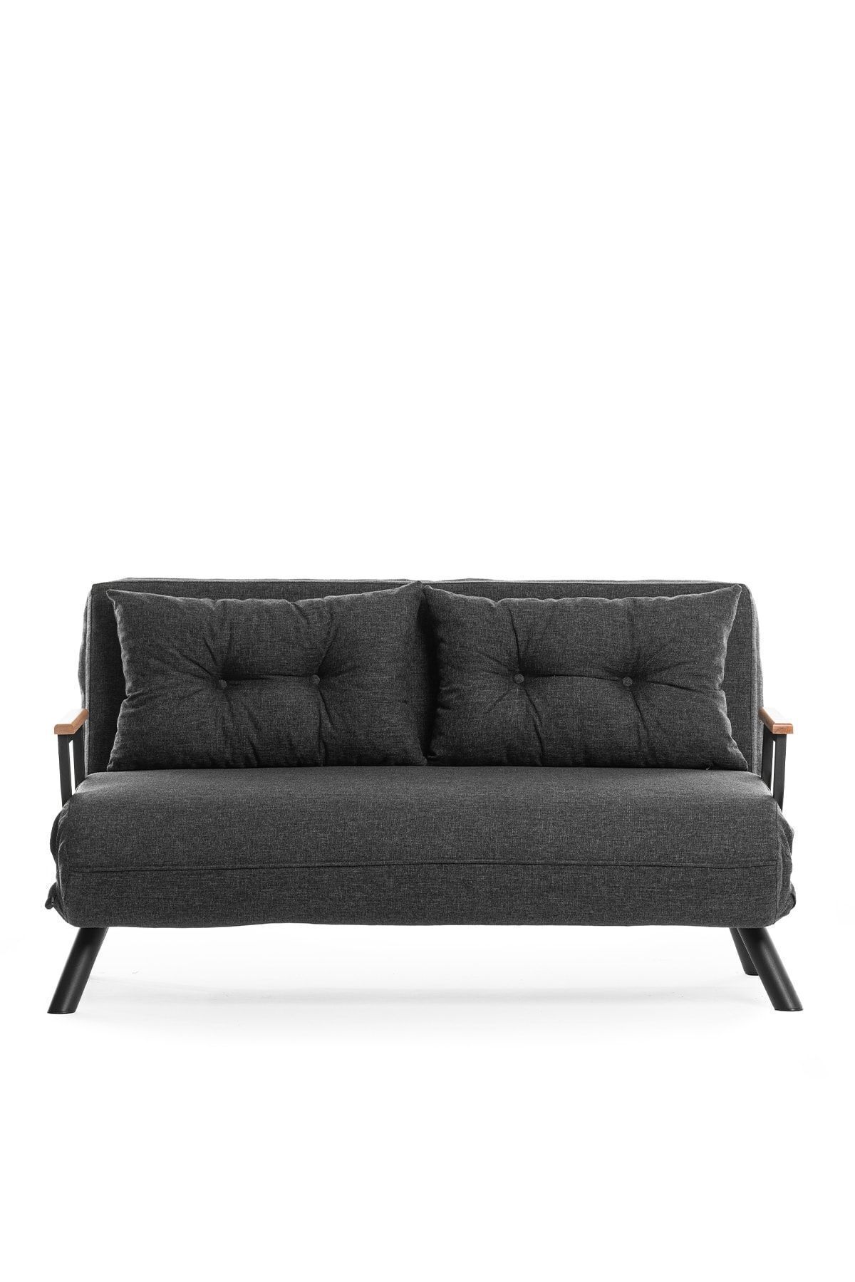 مبل تخت خواب شو کتان دو نفره ساندو خاکستری تیره