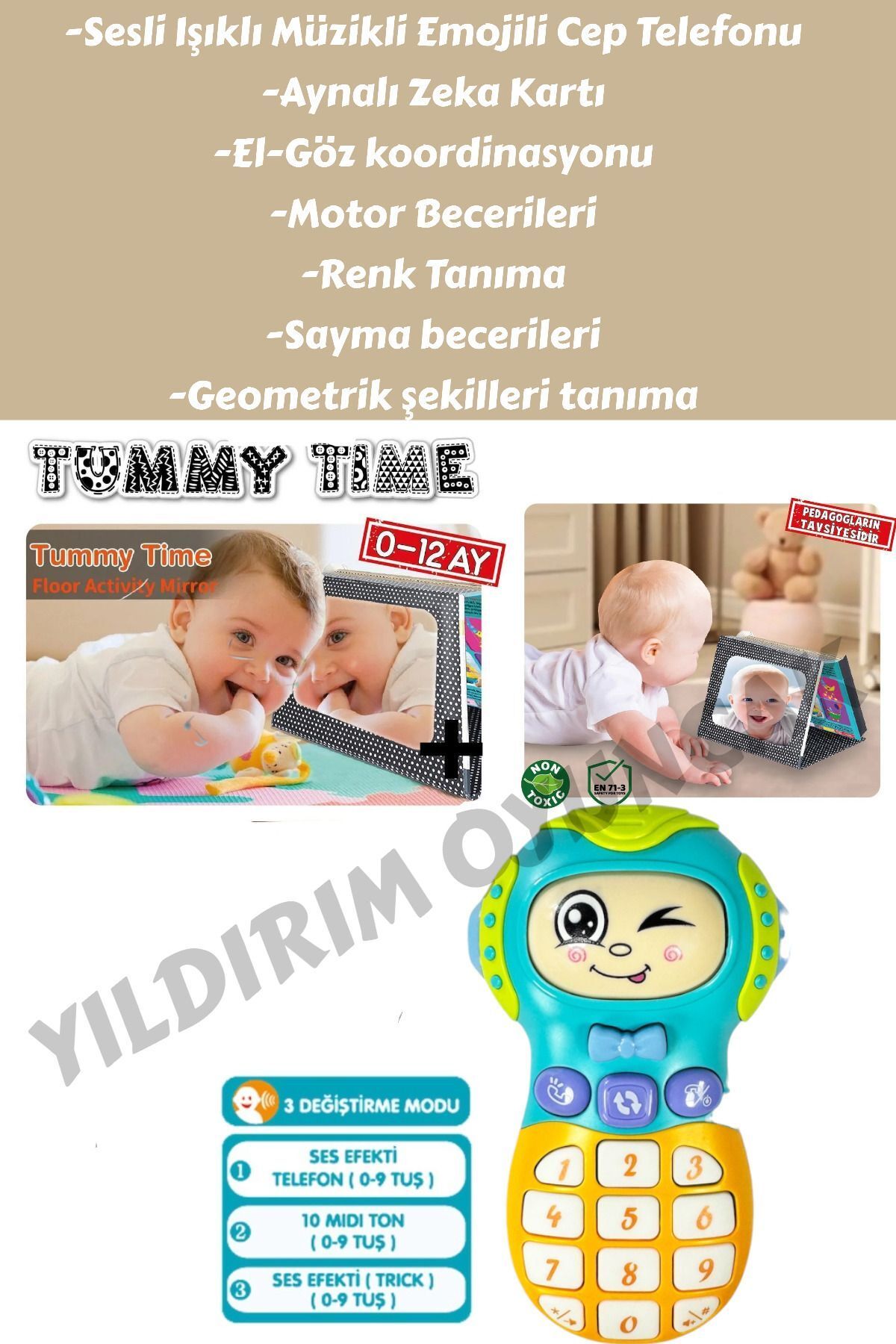 YILDIRIM OYUNCAK Tummy TımeAynalı Ilk Zeka Ka...