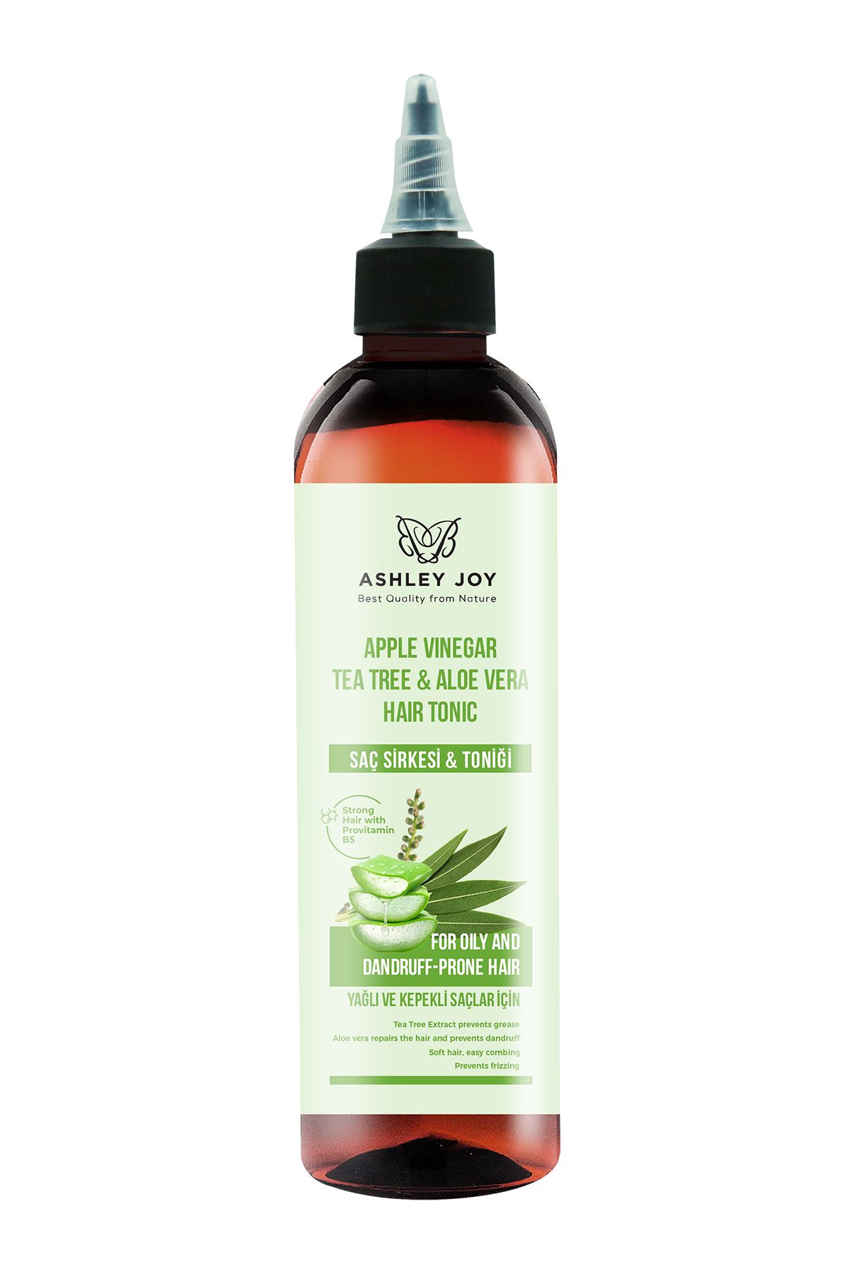 Yağlı Ve Kepekli Saçlara Parlaklık Veren Elma Sirkeli Çay Ağacı & Aloeveralı Saç Toniği 250 ml