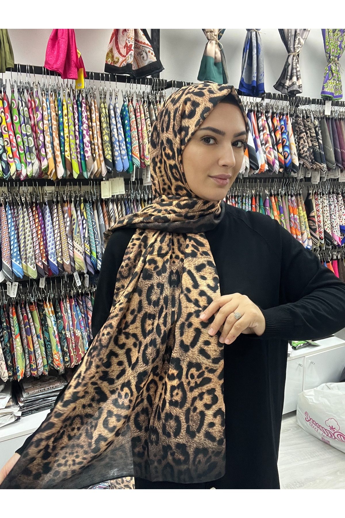 locella Leopar desen softpamuk şal