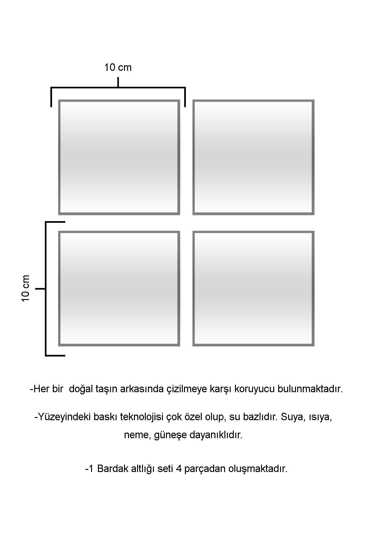 Çingene Kızı Mozaiği, Soteria Mozaiği, Mozaik Serisi Taş Bardak Altlığı 4'lü Set 10x10cm