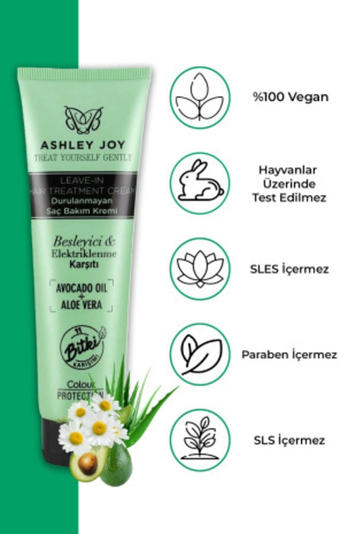 Avokado Ve Aloevera Elektriklenme Karşıtı Kalın Telli Saçlara Özel Durulanmayan Bakım Kremi 150 ml