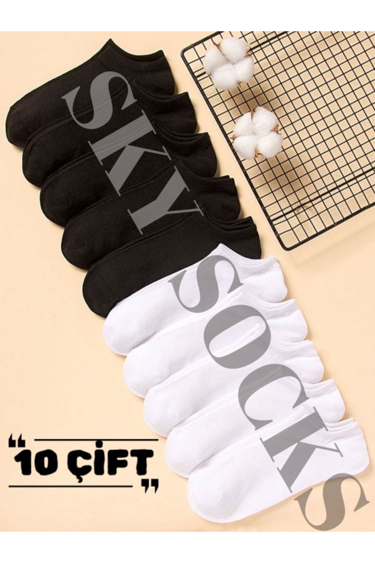 Sky Socks10'lu EkonomikPaket Patik Unisex Kıs...