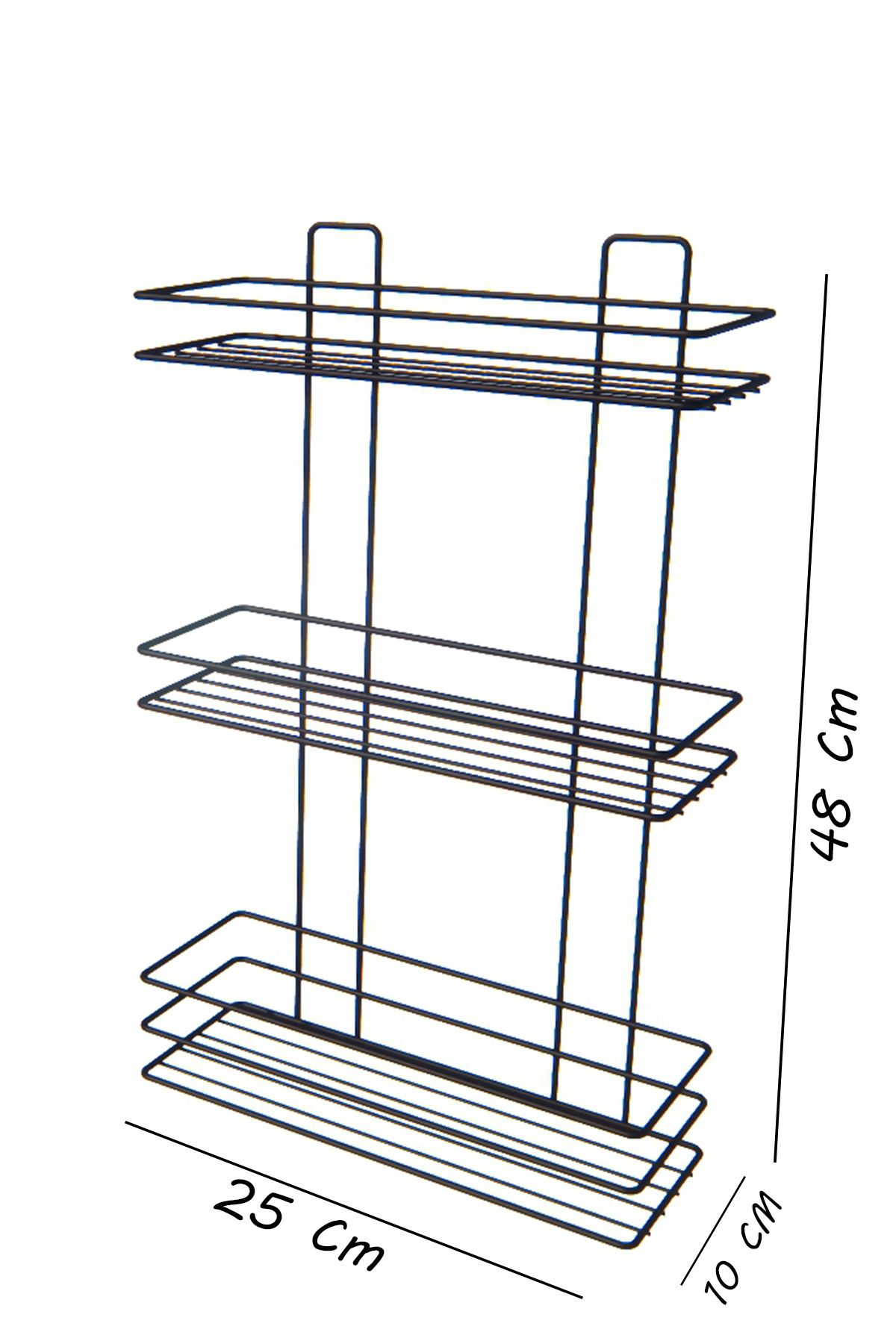 Ömür Boyu Paslanmaz Yapışkanlı 3 Katlı Banyo Rafı Duş Şampuanlık Duvar Düzenleyici Organizer