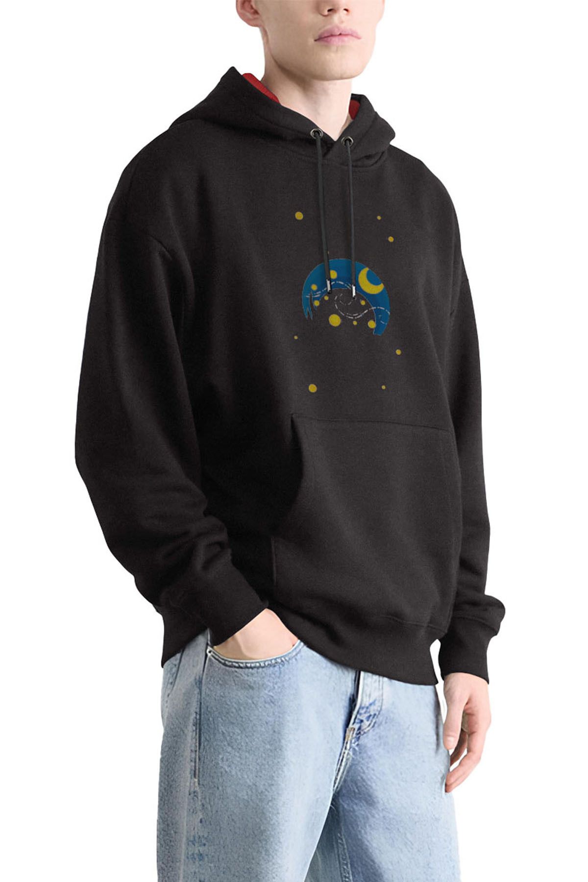 Lunar Glow Tasarım Kapşonlu Sweatshirt