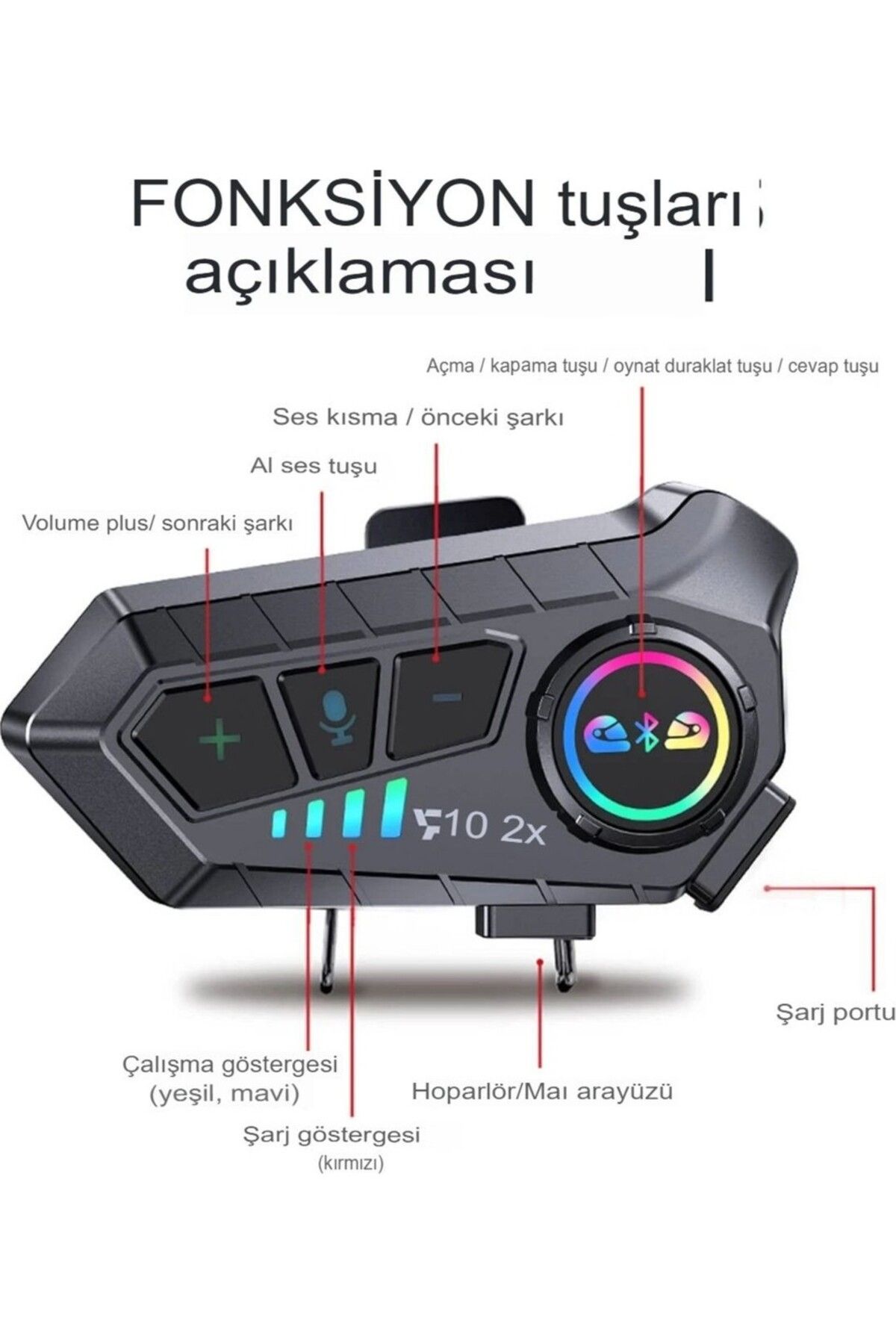 Y10 2x Bluetooth Kask Kulaklık 2 Kişi Bağlantılı Motosiklet Kask Kulaklık Interom 5.3