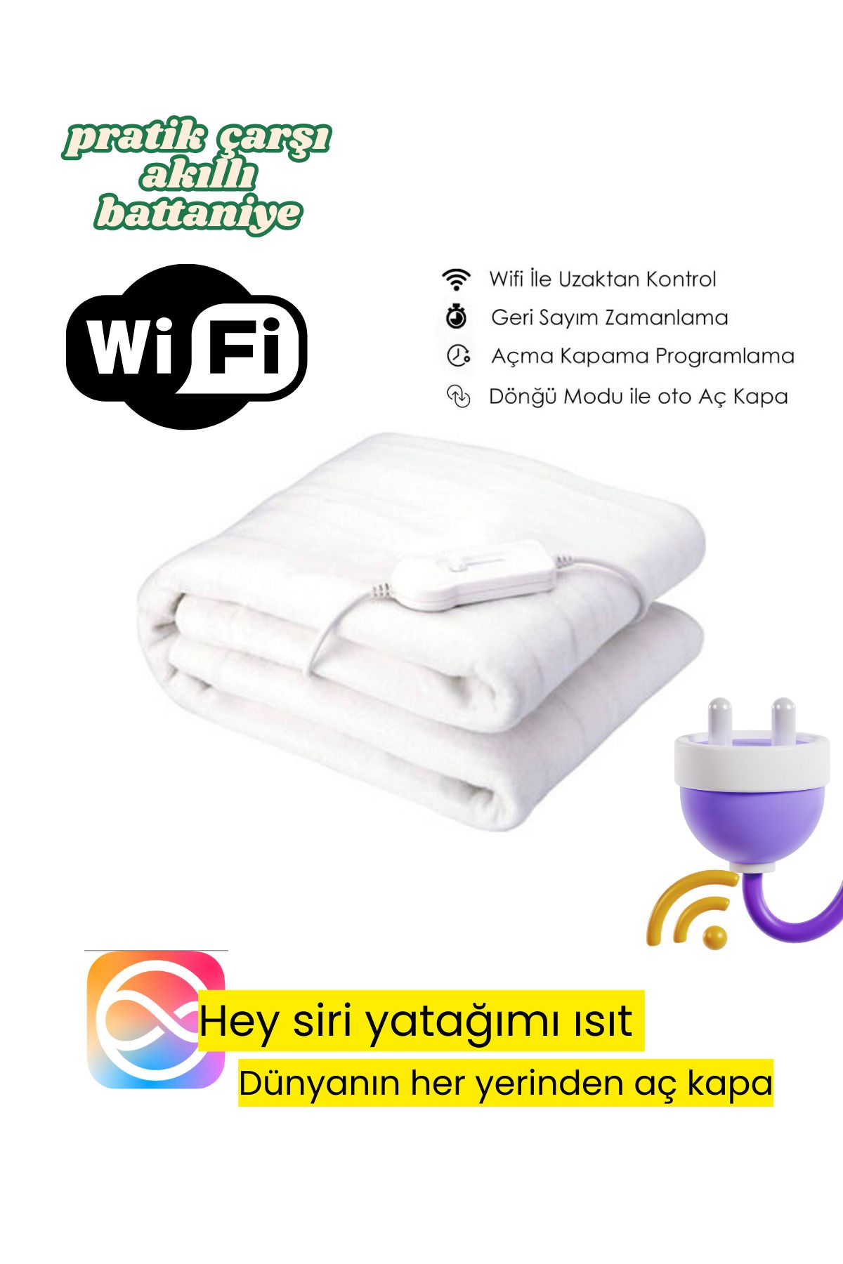 Wifi Elektrikli Battaniye Smart Akıllı Elektrikli Battaniye çarşaf yorgan altı (Tuya programı)