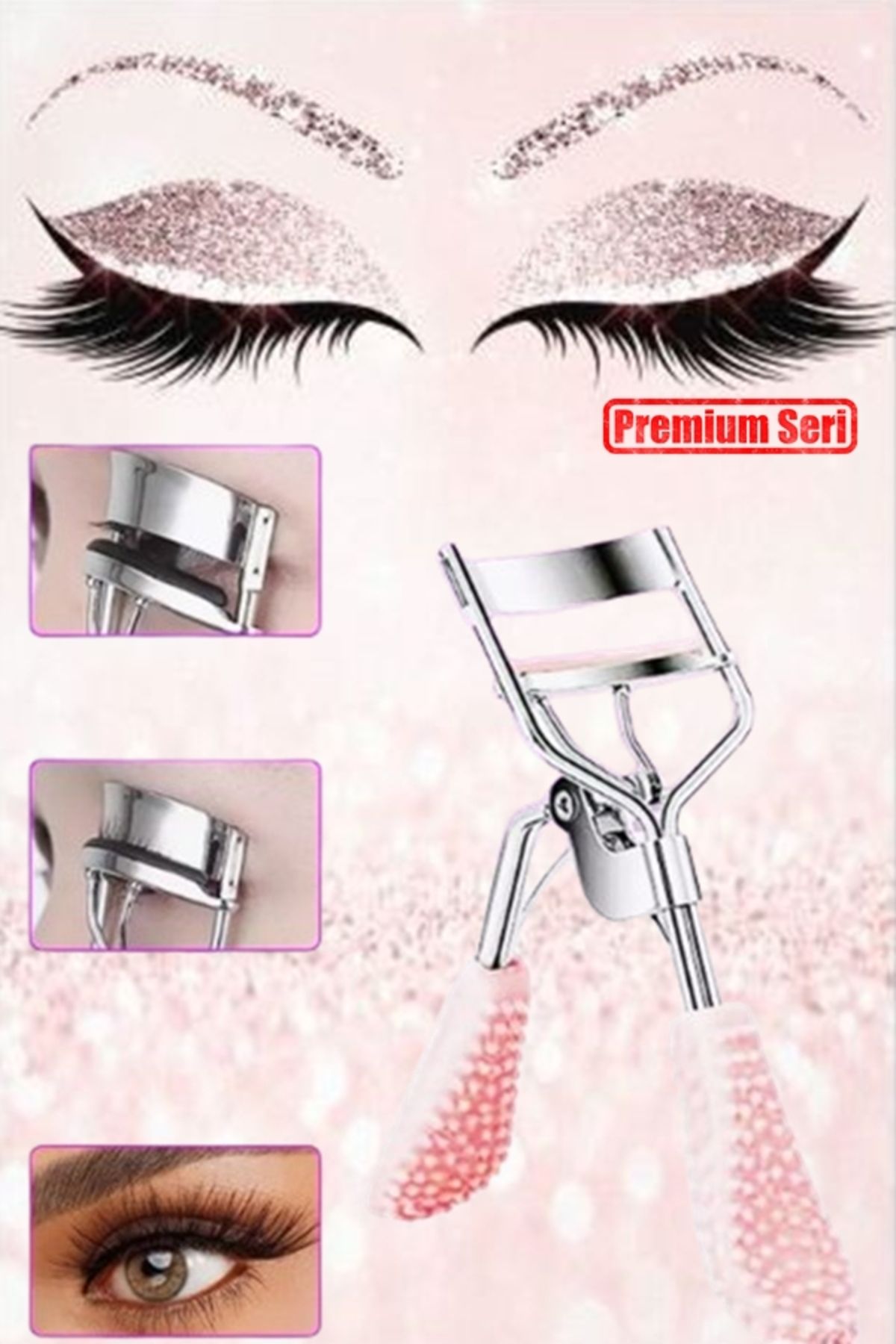 Tırtıklı 3 Kat Güçlü Kaydırmaz Kirpik Kıvırıcı Eyelash Curler