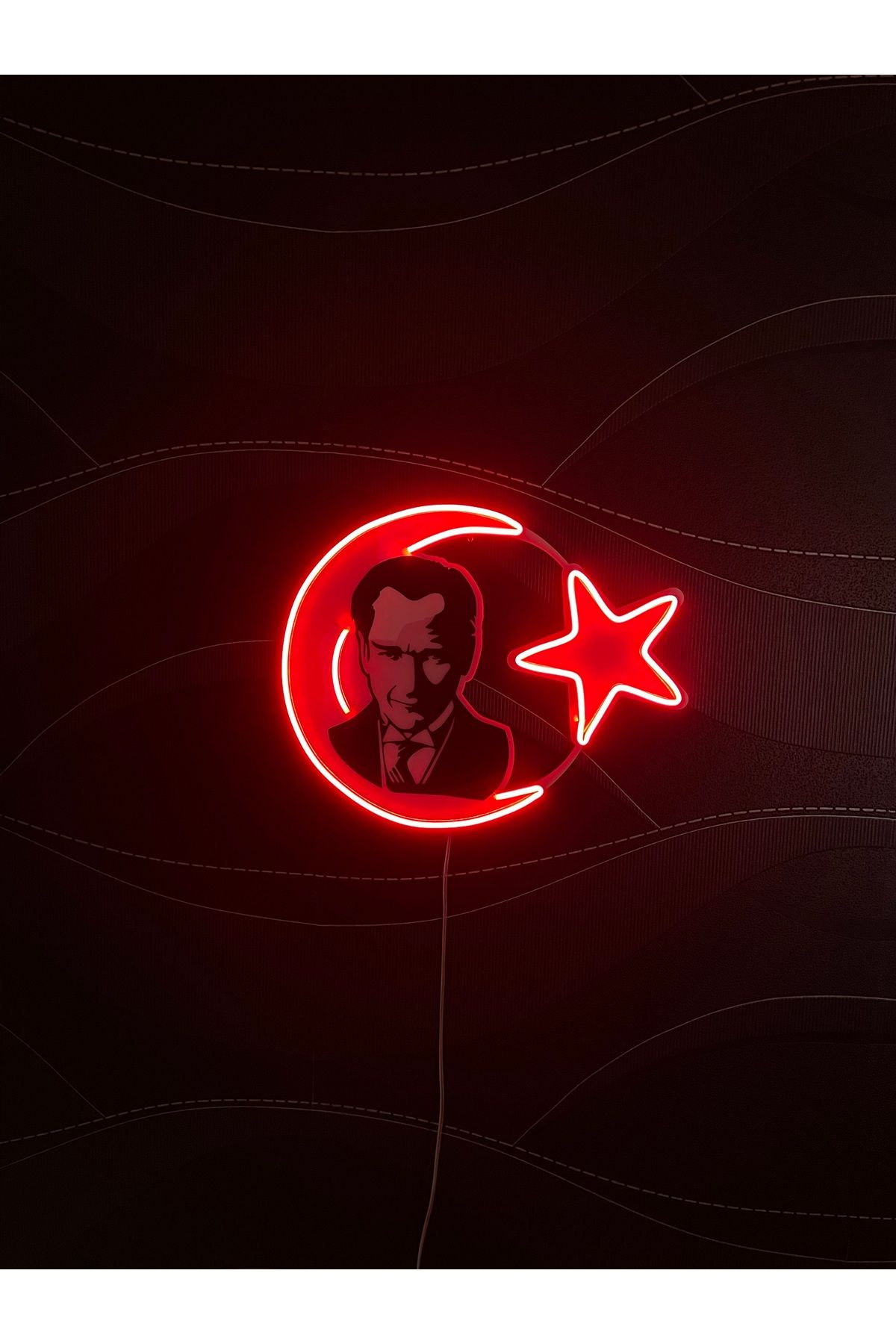 Neon Led Duvar Dekoratif Aydınlatma -ay Yıldız_atatürk, 40x30cm-