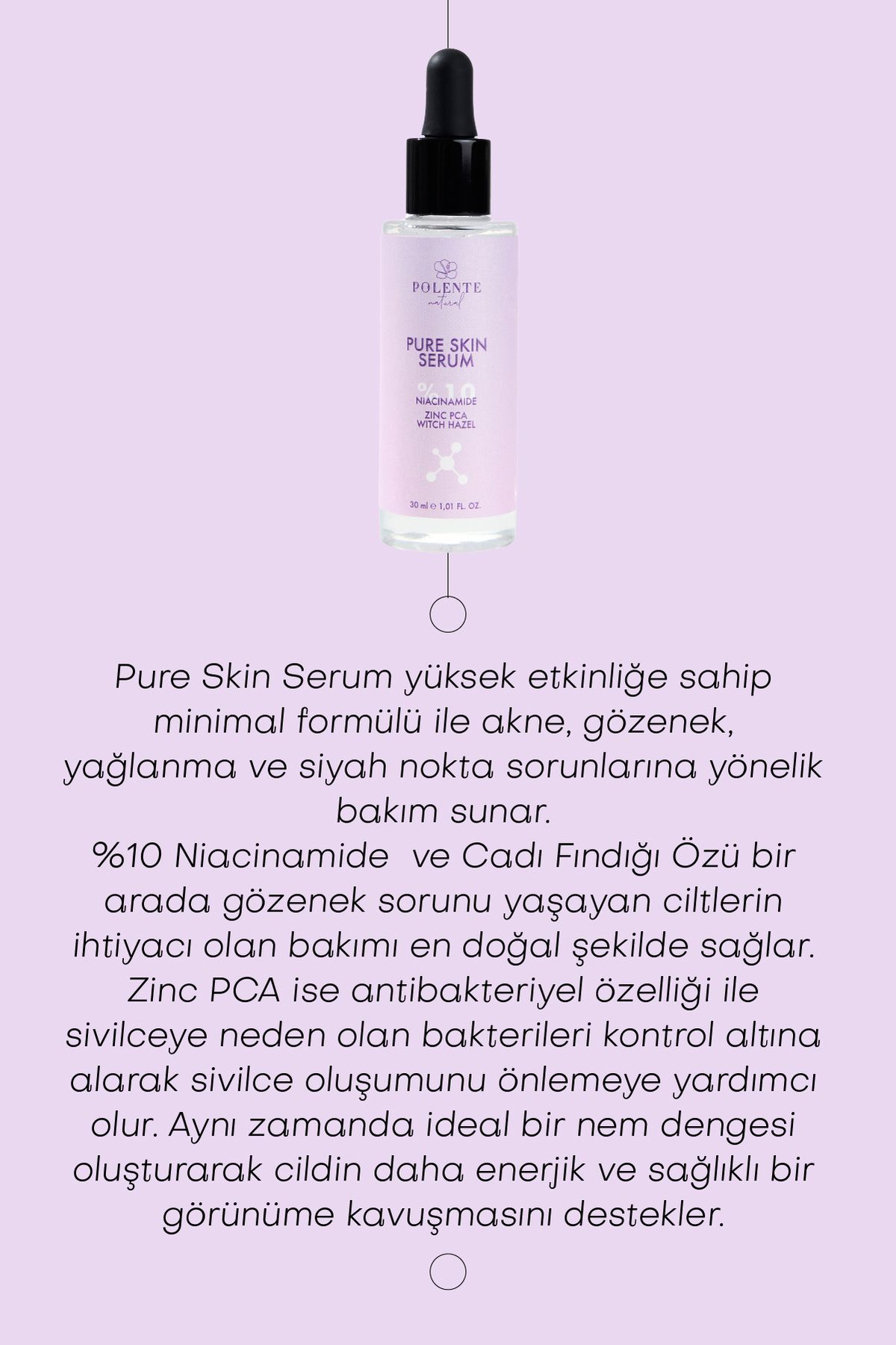 Pure Skın Serum - Akne, Siyah Nokta, Gözenek Karşıtı Serum - %10 Niacinamide (50 ML)