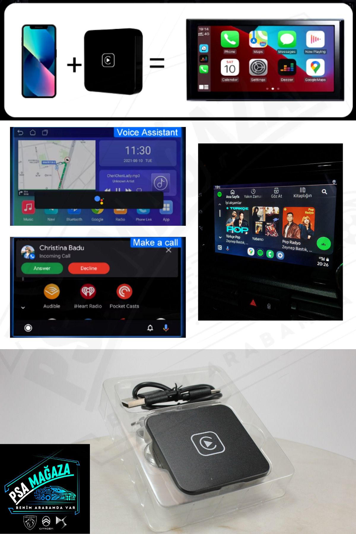 Kablosuz CarPlay Cihazı iPhone Navigasyon [2024 Yeni Sürüm Mini Model] Sadece iPhone İOS Uyumlu