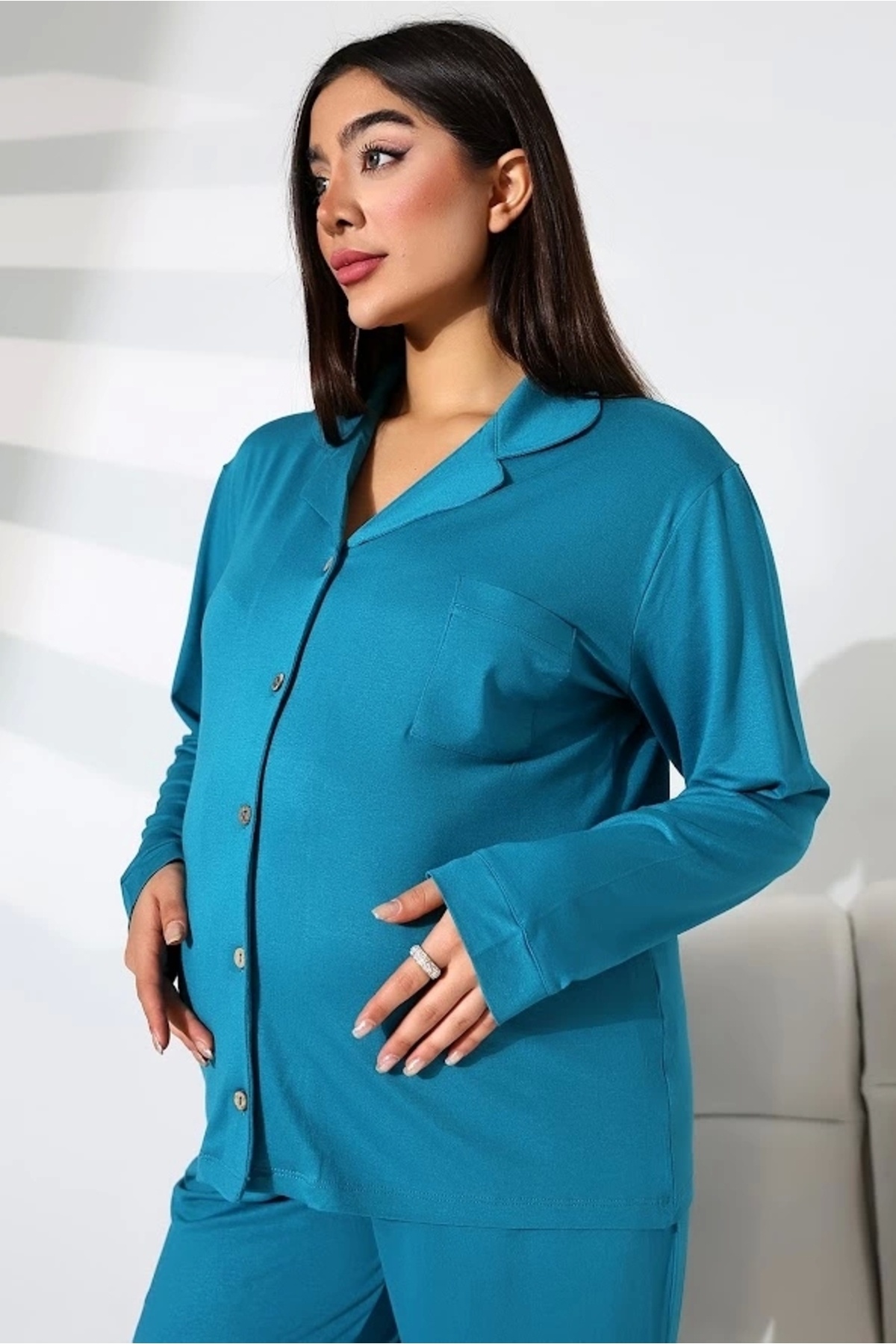 ست لباس خواب آستین بلند 100% پنبه ای قابل تنظیم کمری الاستیک