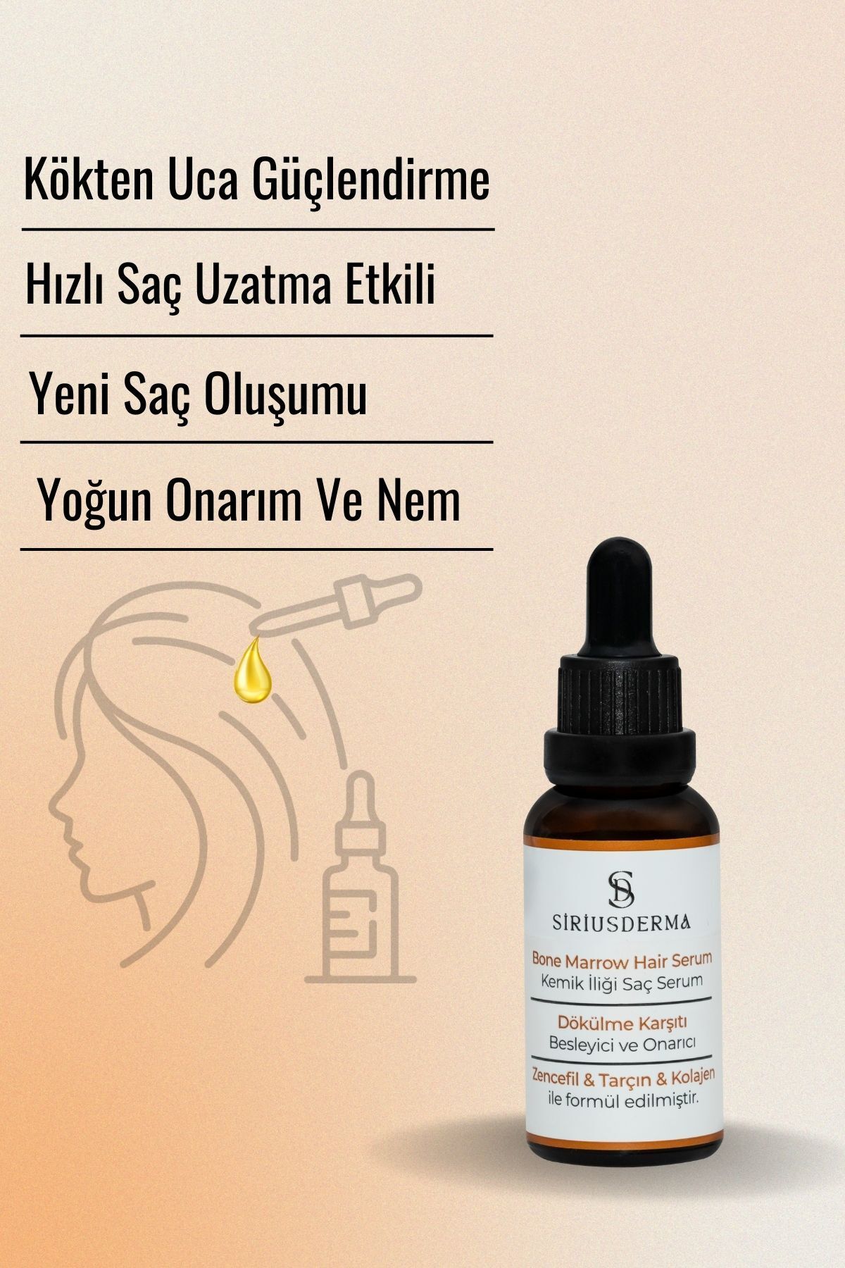 Kemik İliği Saç Bakım Serumu Saç Oluşumunu Destekleyen | Dökülme Karşıtı Kompleks Serum 30 ml