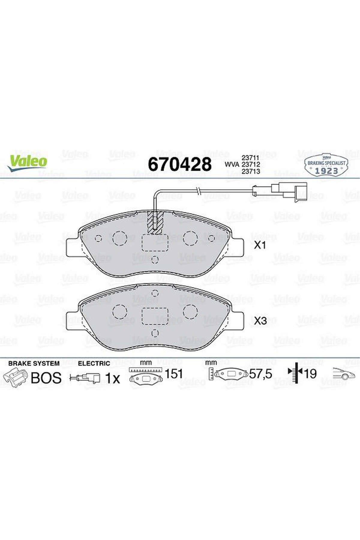 Valeo ÖN BALATA EGEA YM-STILO2.4 20V 01 1.9 J...