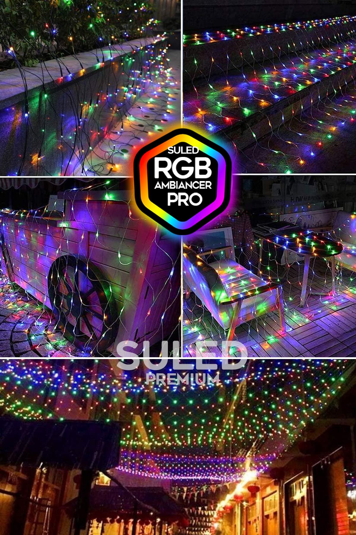 RGB Ağ Led 2x2 Metre 132 Led 220V Fişli İç ve Dış Mekan 8 Modlu Ambiyans Aydınlatma