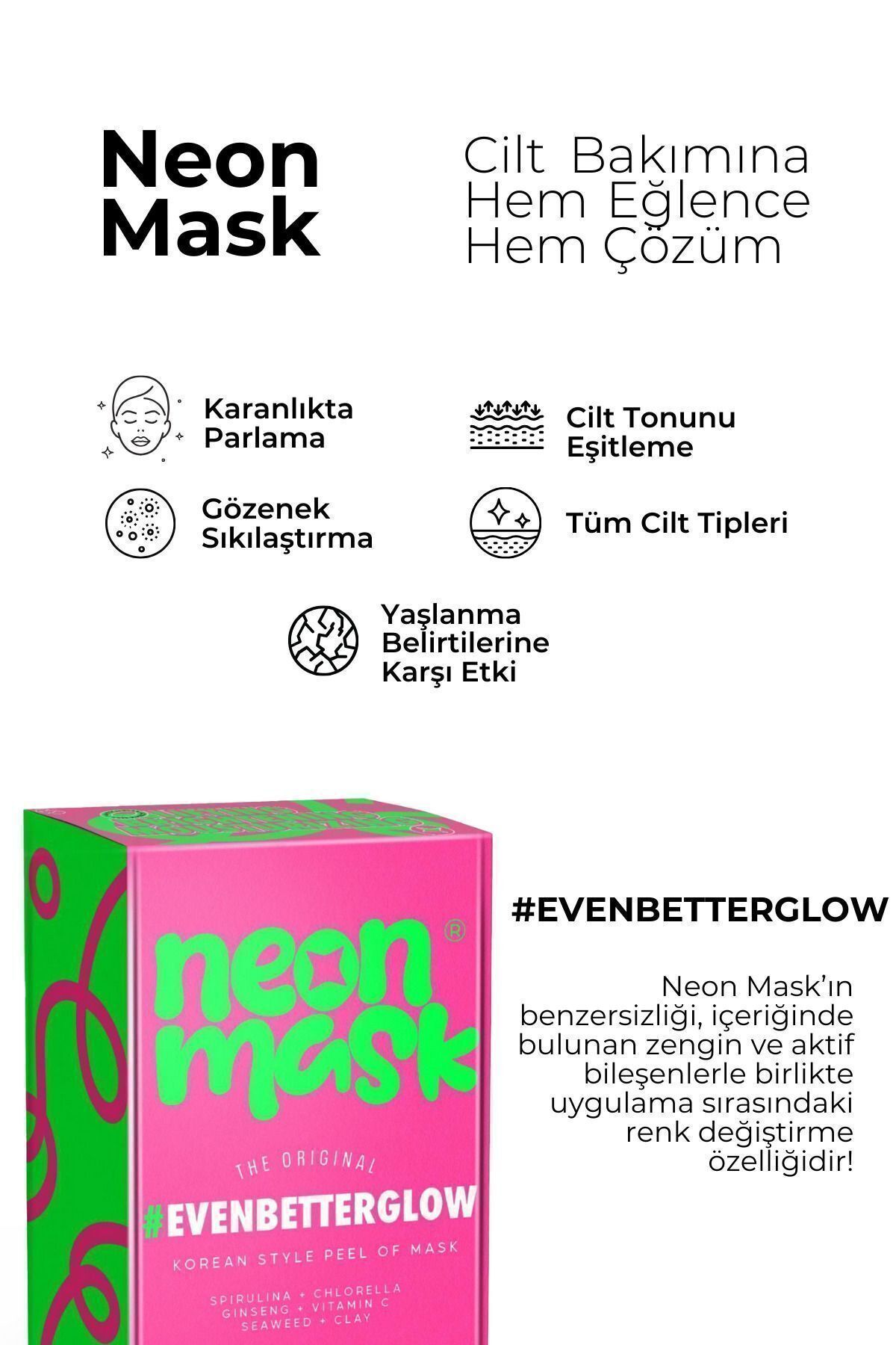 Neon Mask Işıltı Veren Korean Style Yaşlanma Karşıtı, Gözenek Sıkılaştırıcı Soyulabilir Yüz Maskesi