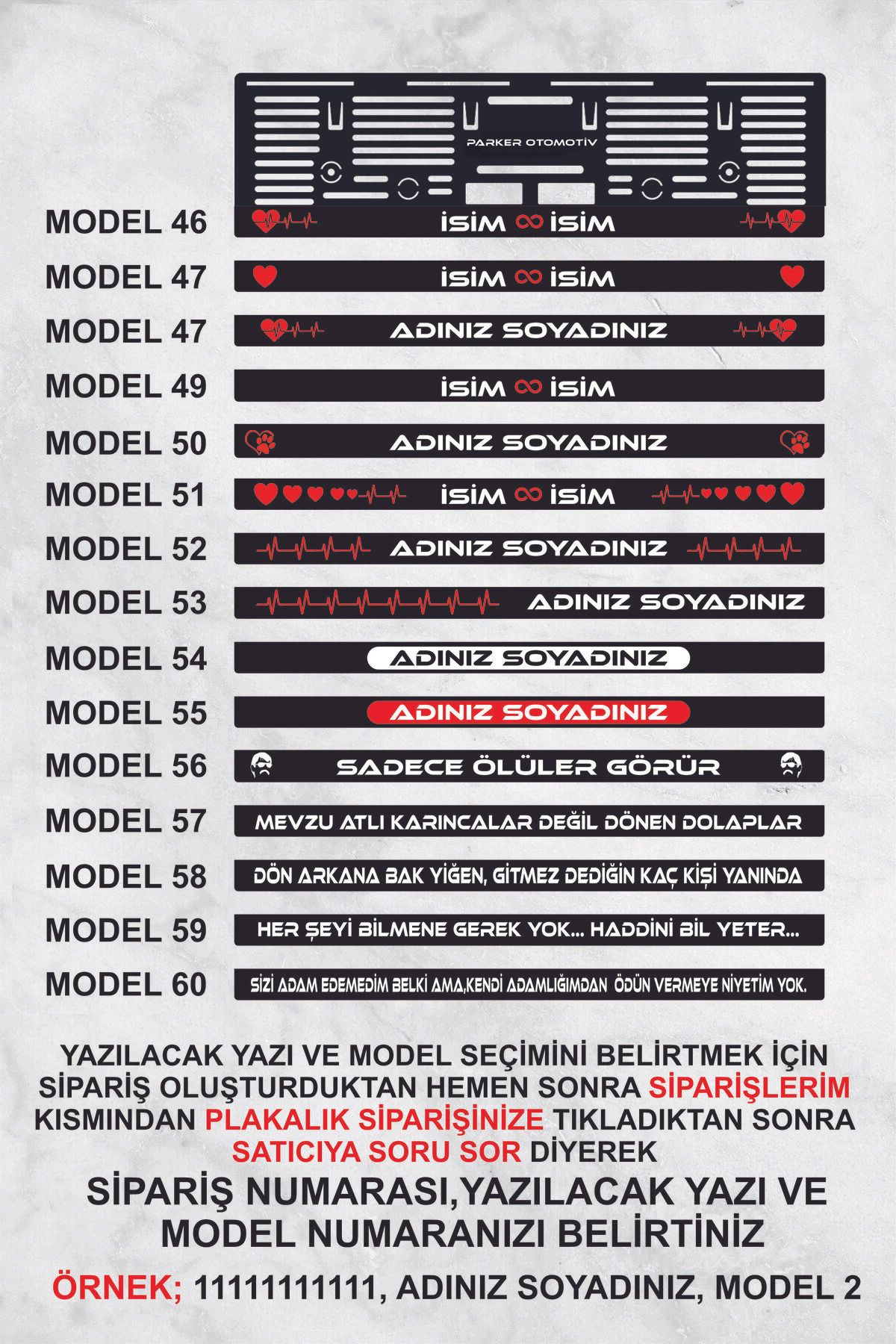 Kişiye Özel Isimli Plakalık 2 Adet Her Araç Için Uygun Plakalık