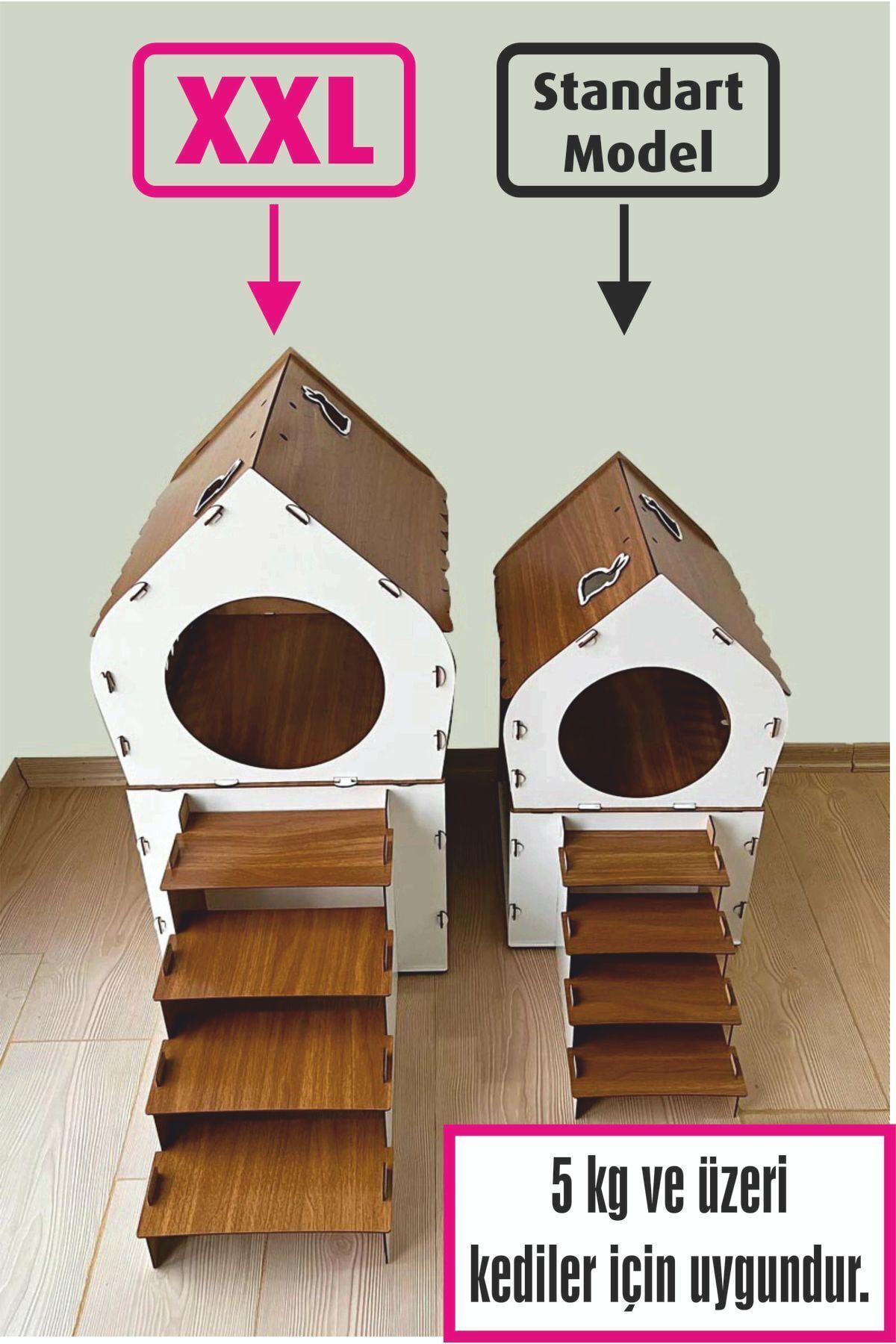 Büyük Kedi Evi Xxl Teraslı Kedi Evi 5kg Ve Üzeri Kediler Için