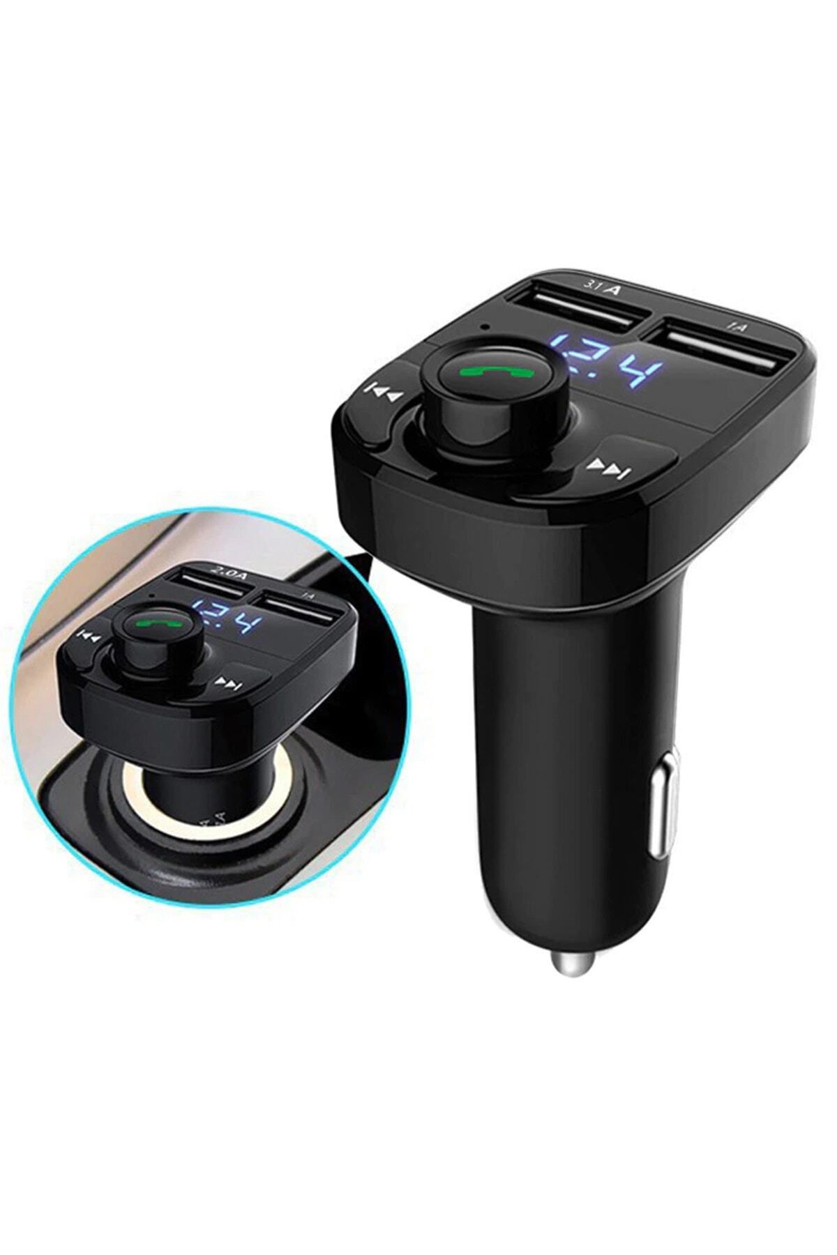 Universal Araç Bluetooth Kit Fm Transmitter Cihazı Araç Şarj Aleti Çakmaklık Müzik Kiti