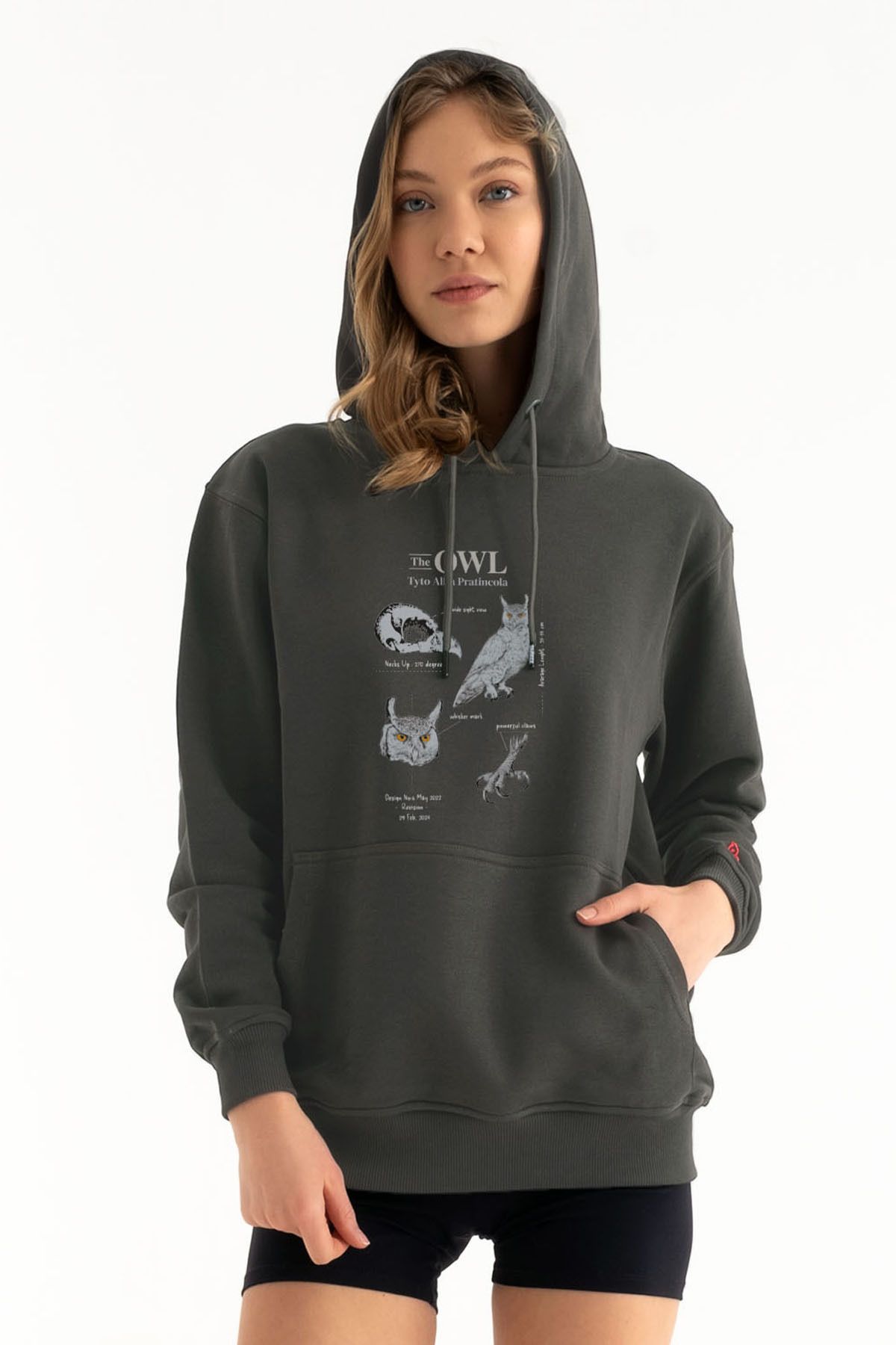 Anatomy Owl Tasarım Kapşonlu Sweatshirt