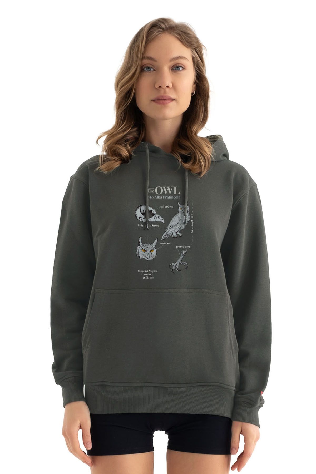 Anatomy Owl Tasarım Kapşonlu Sweatshirt