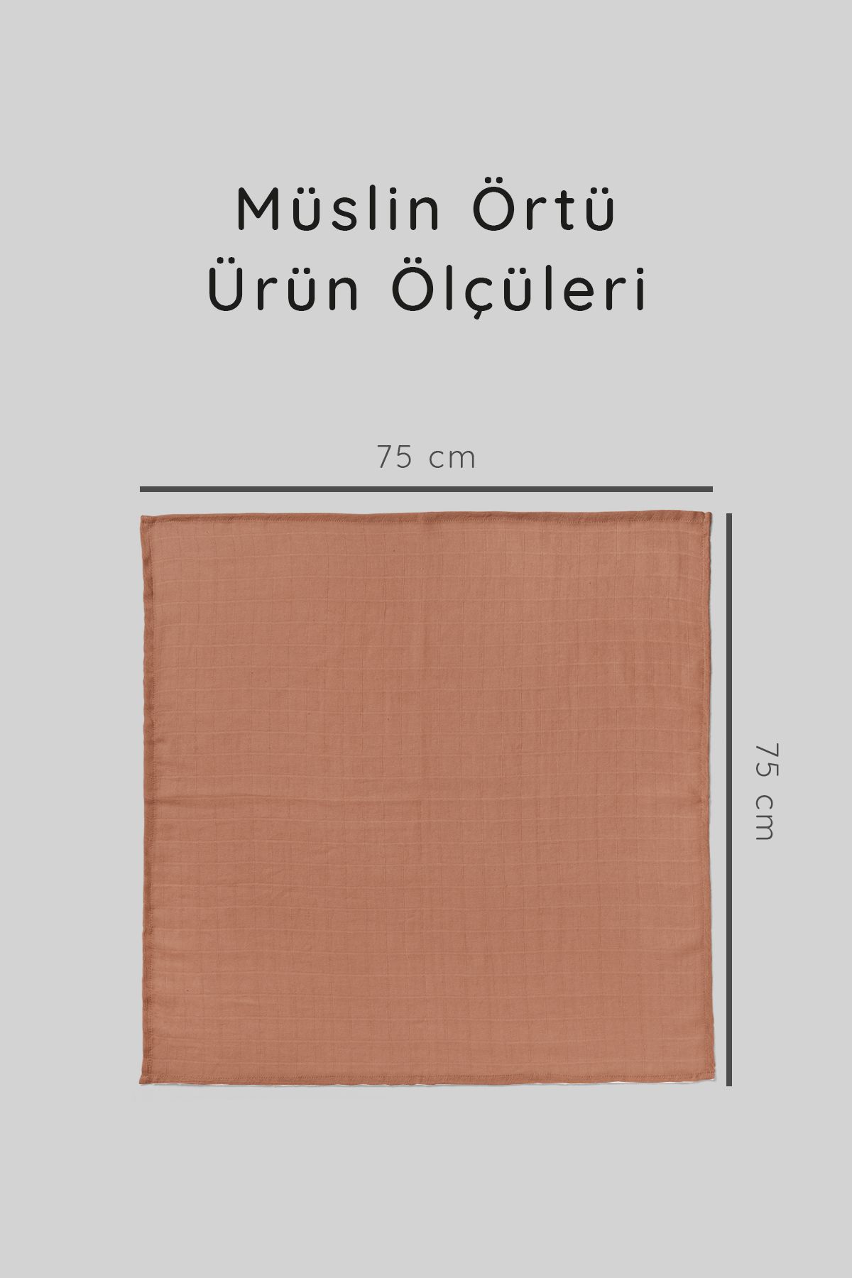 Kahverengi, Ekru, Bej Renkli %100 Pamuk 3'lü Çok Amaçlı Müslin Bez, Örtü, Battaniye Seti - 75x75 Cm