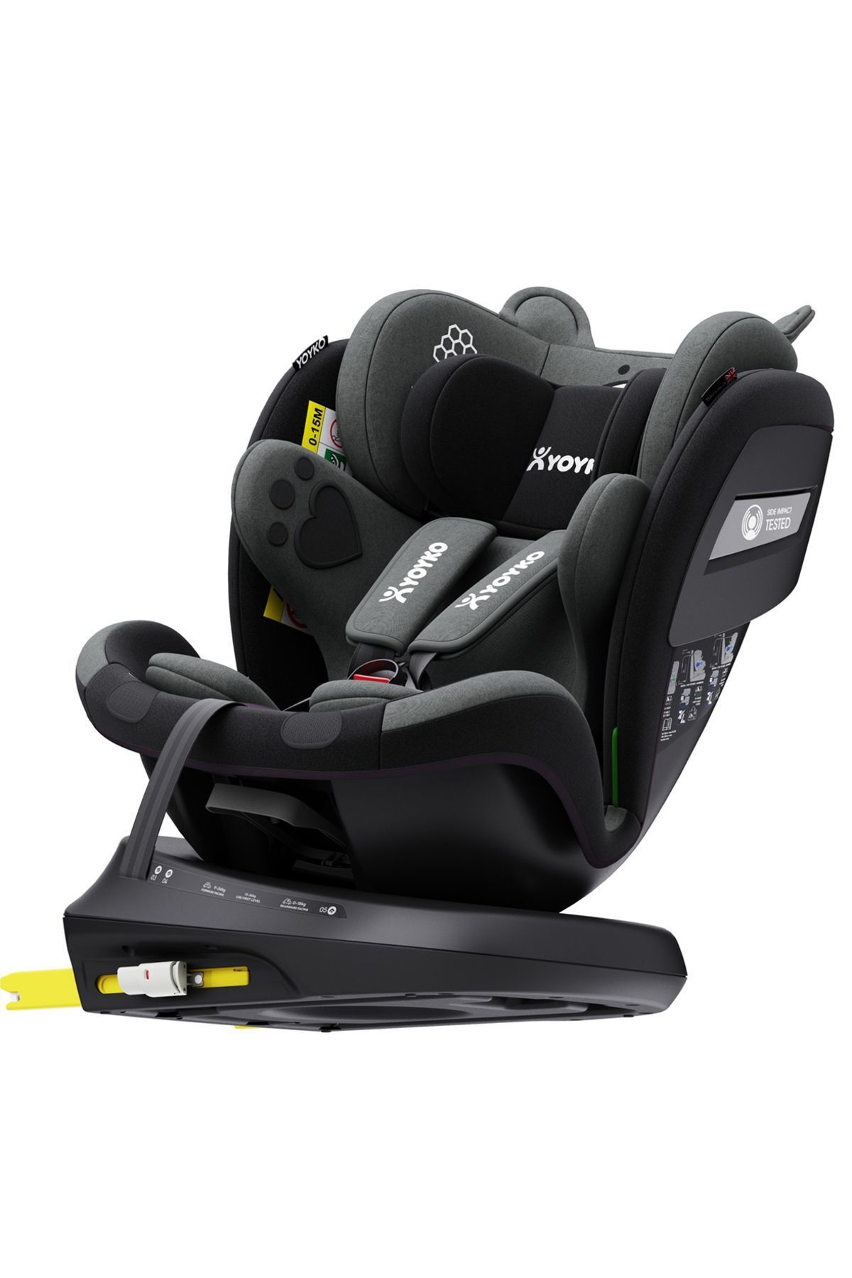 Markgross YeniYoyko Bear 360 ° Dönebilir Yatabilir i-Size 0-36 Kg Oto Koltuğu ISOFIX/SIP/LATCH - Gri