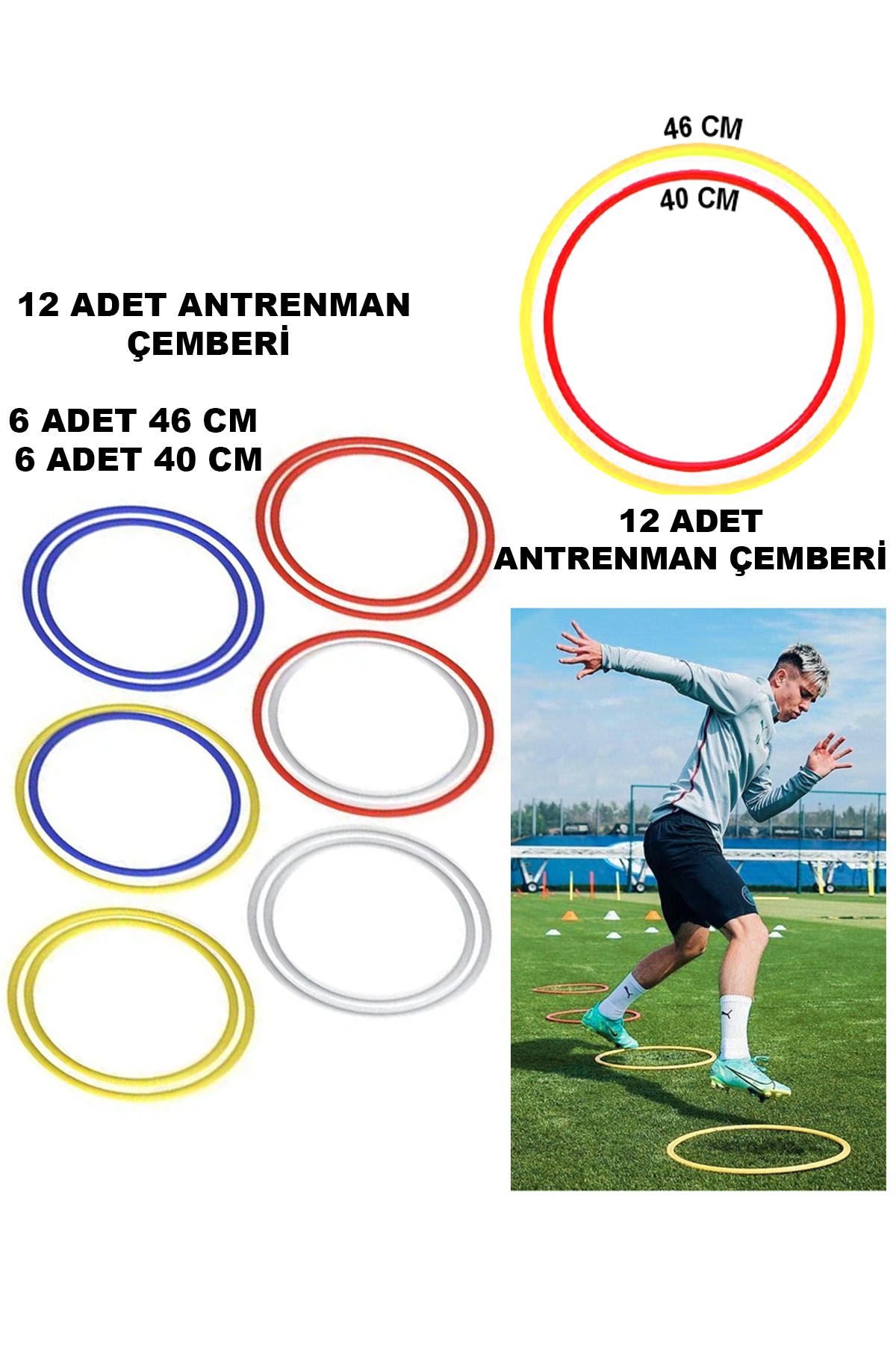 Antrenman Seti 12 li Koordinasyon Çemberi 12 li Antrenman Çanağı 12 li Antrenman Hunisi 17 cm Futbol