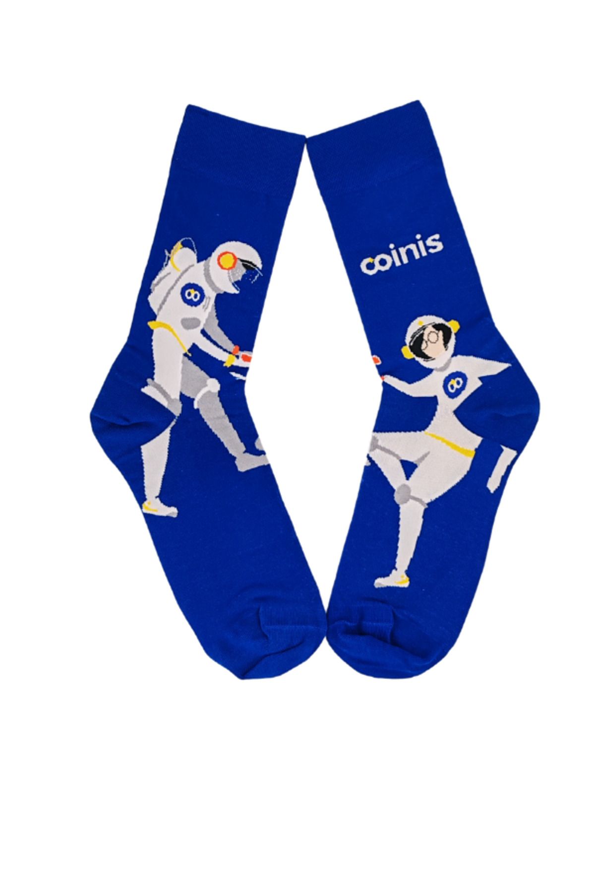 İthal Özel Seri Unisex Coinis Astronot Colorful Renkli Desenli Soket Çorap