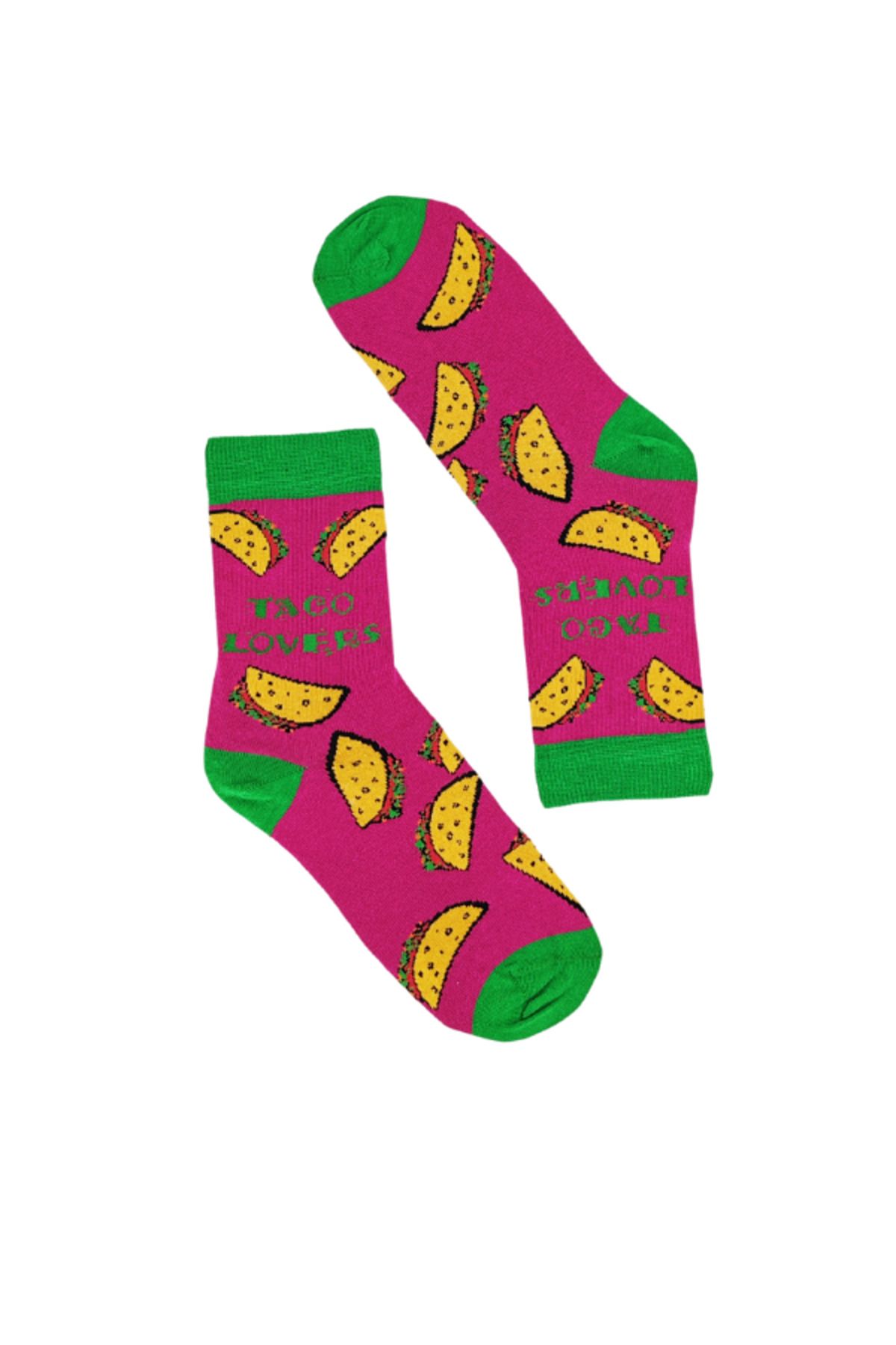 İthal Özel Seri Unisex Taco Lovers Colorful Renkli Desenli Soket Çorap