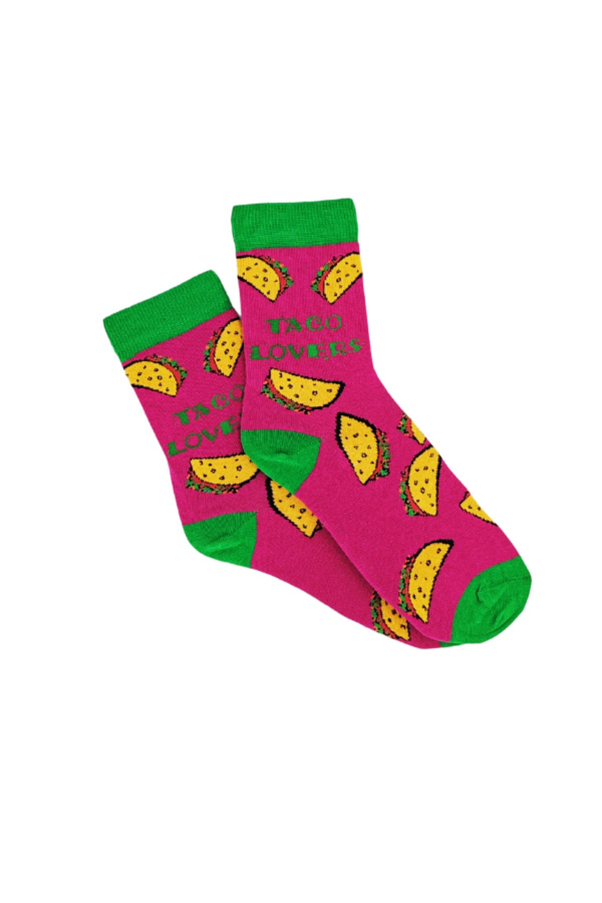 İthal Özel Seri Unisex Taco Lovers Colorful Renkli Desenli Soket Çorap