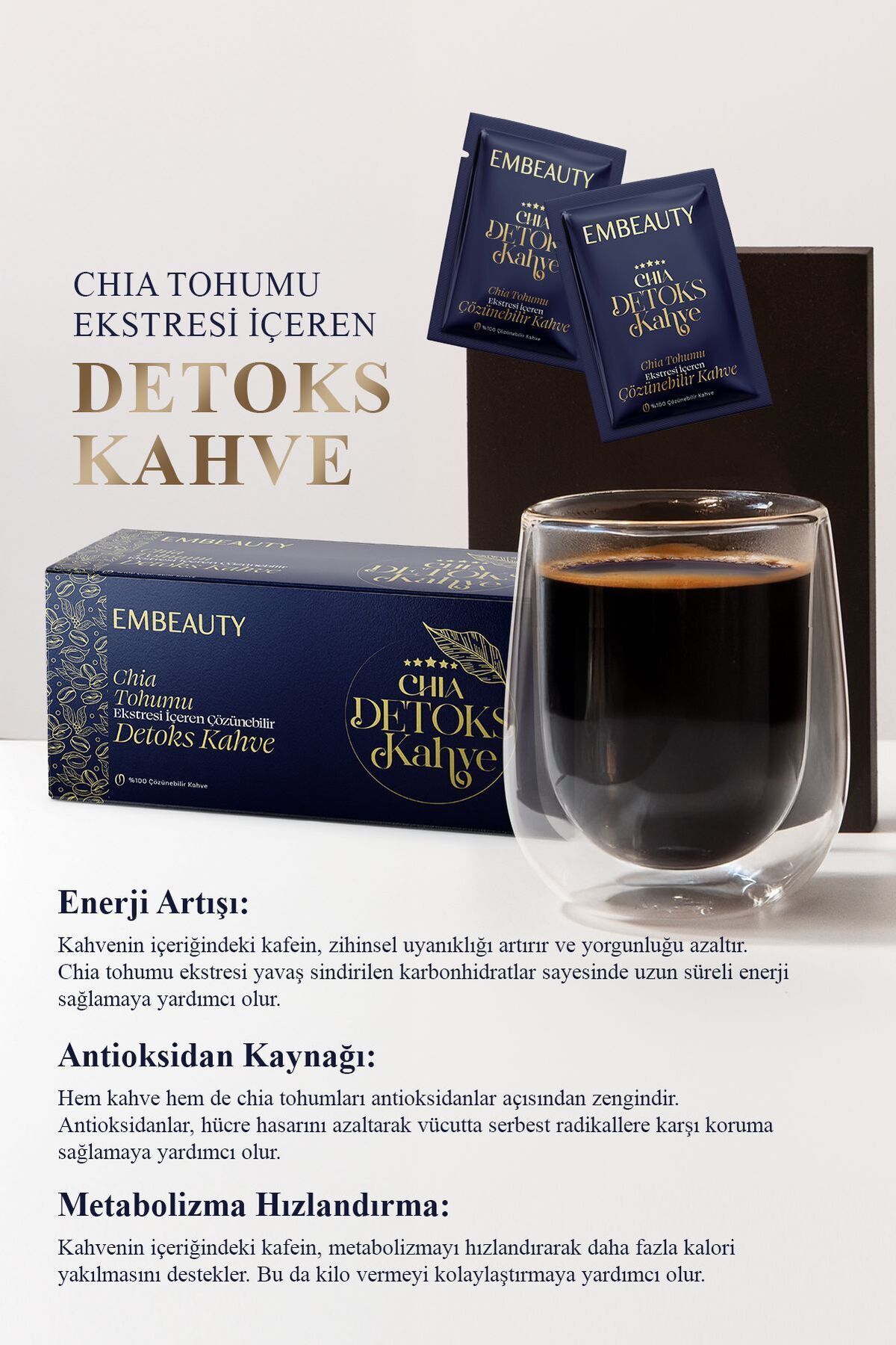 Kilo Vermeye ve Ödem Atmaya Yardımcı Chia Tohumu Içeren Detox Form Kahvesi