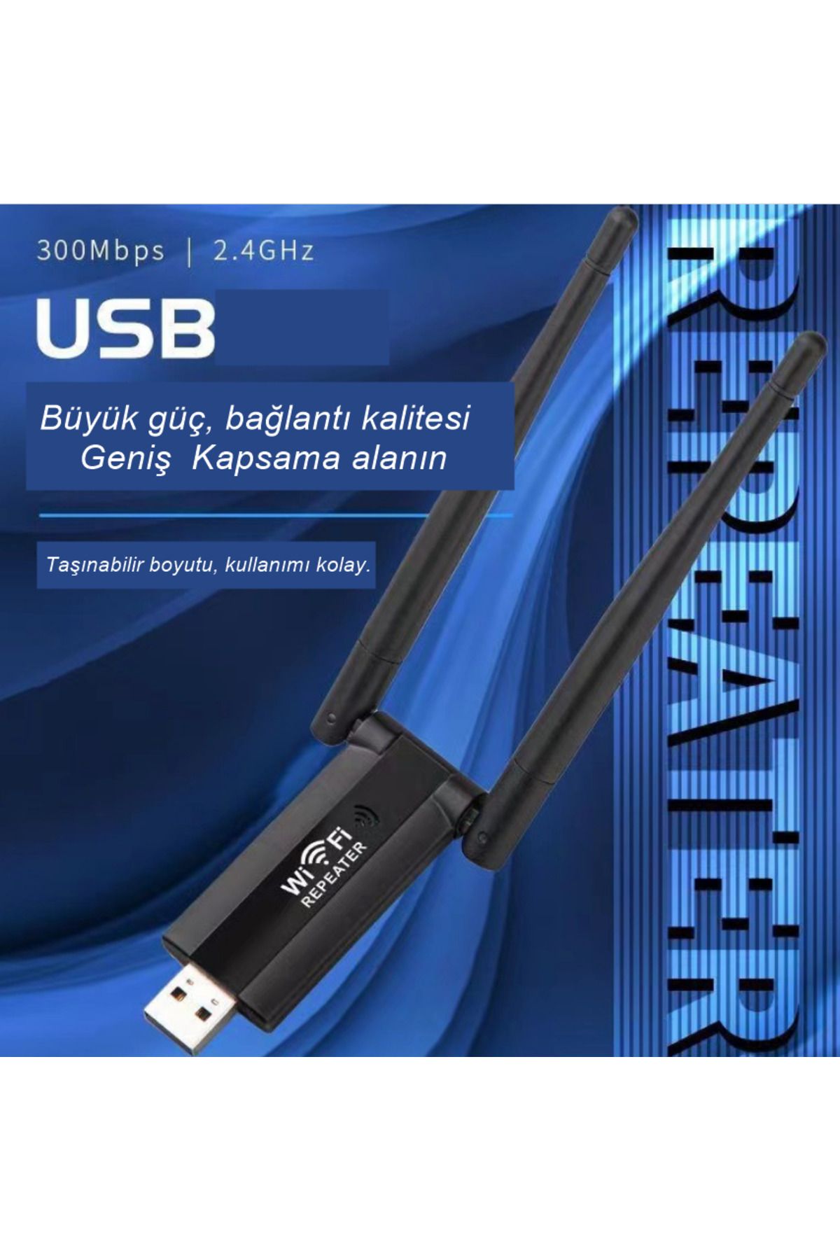 Kablosuz Wifi Alıcı 300  Uyumlu  Antenli Wireless Kablosuz Ağ Pc Wifi Alıcı Usb 300mbp Siyah