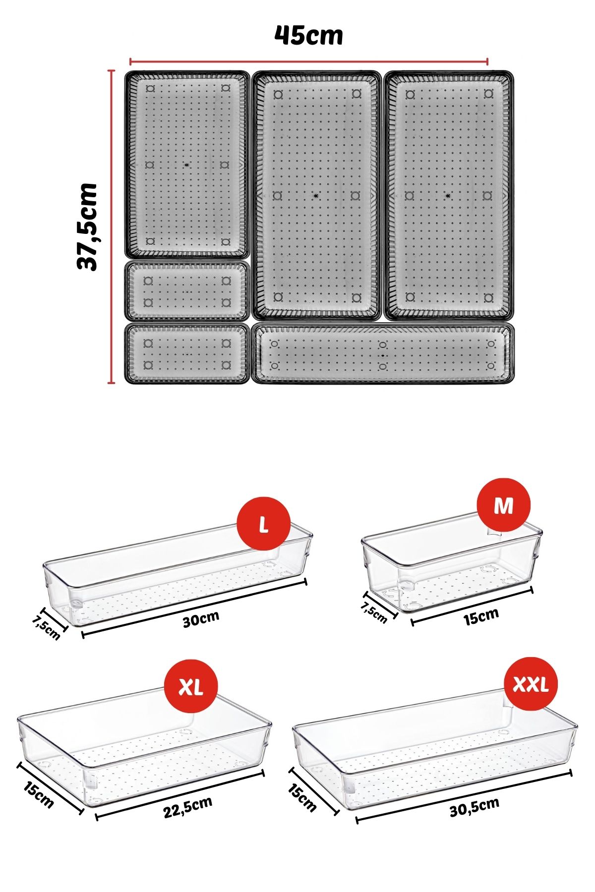 6 Parça Çekmece İçi Düzenleyici, Organizer Set